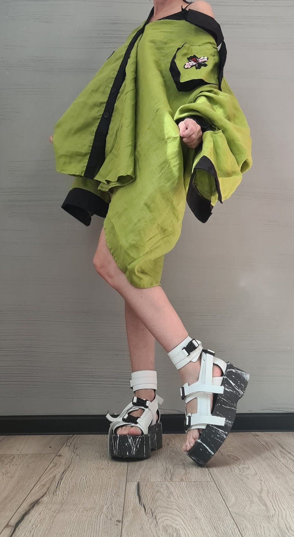 Deconstructed Linen Shirt, Asymmetric Tunic Shirt, Long Short Shirt, Avant Garde Tunic, Loose Tunic Shirt,Extravagant Shirt, Open Back Shirt