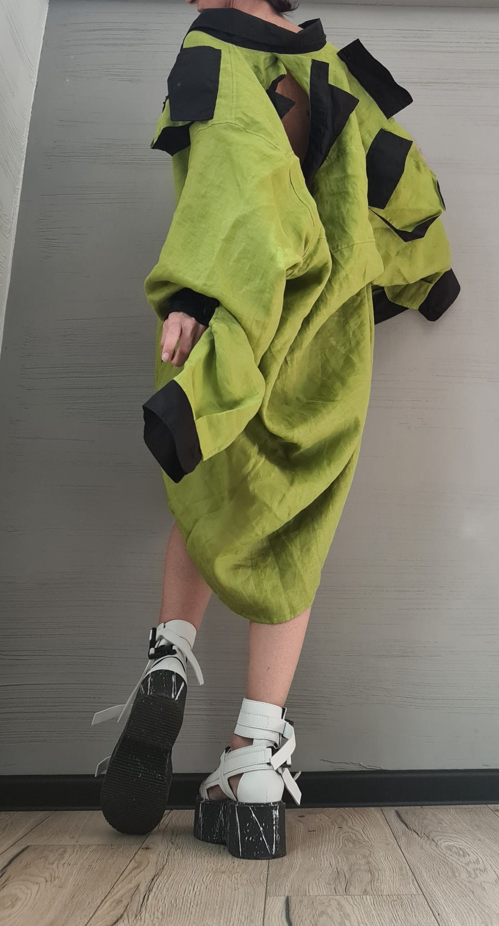 Deconstructed Linen Shirt, Asymmetric Tunic Shirt, Long Short Shirt, Avant Garde Tunic, Loose Tunic Shirt,Extravagant Shirt, Open Back Shirt