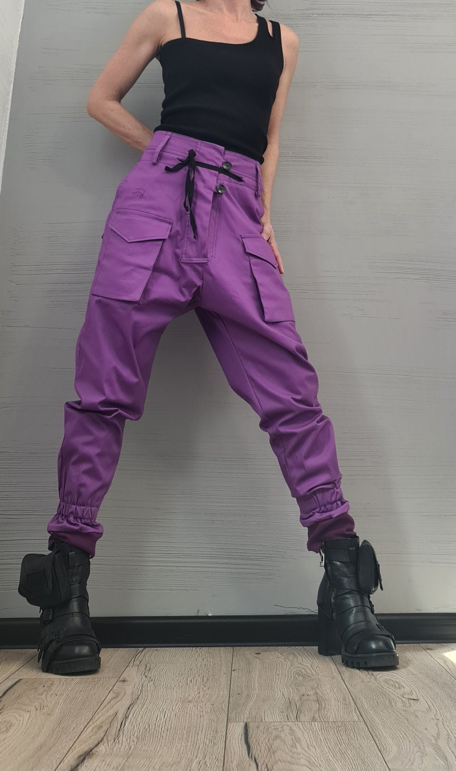 Extravagant Purple Pants, Harem Casual Pants, Urban Pants, Loose Pants, Punk Pants, Gothic Pants, Outer pockets, New collection
