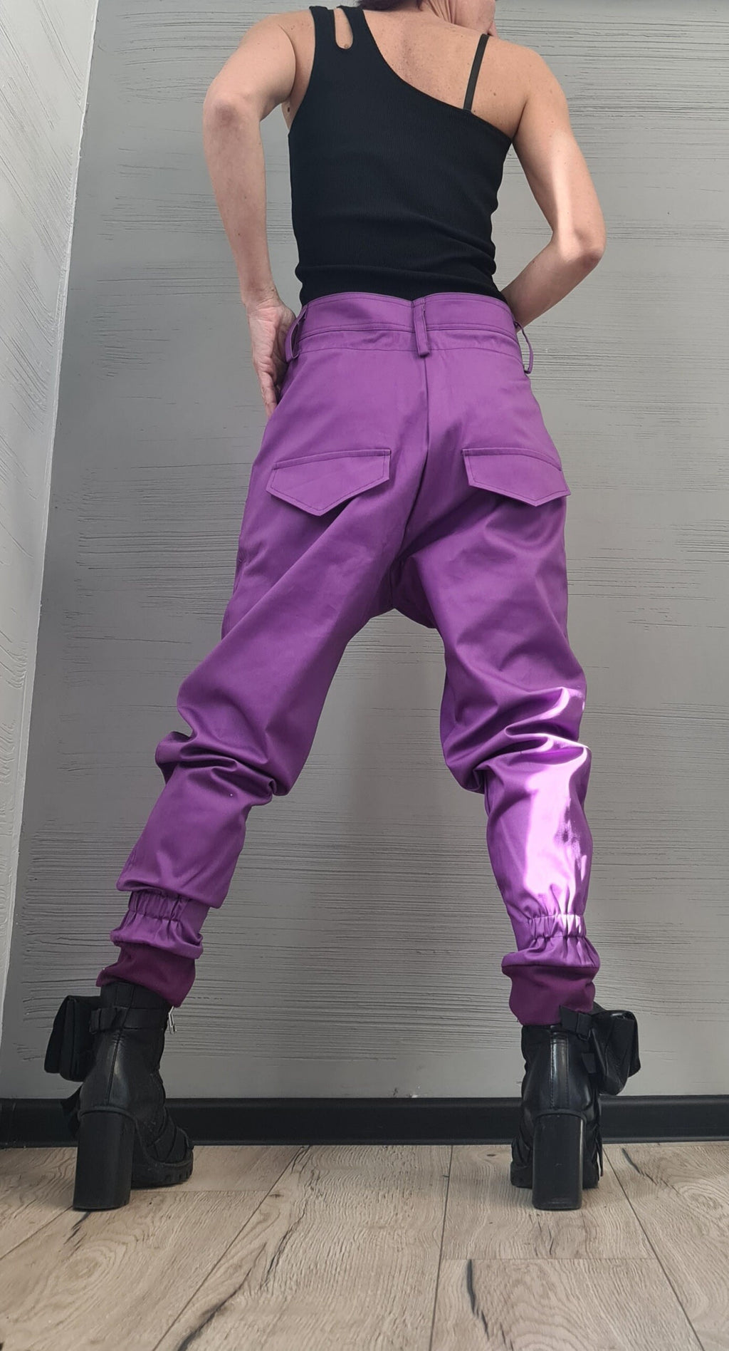 Extravagant Purple Pants, Harem Casual Pants, Urban Pants, Loose Pants, Punk Pants, Gothic Pants, Outer pockets, New collection