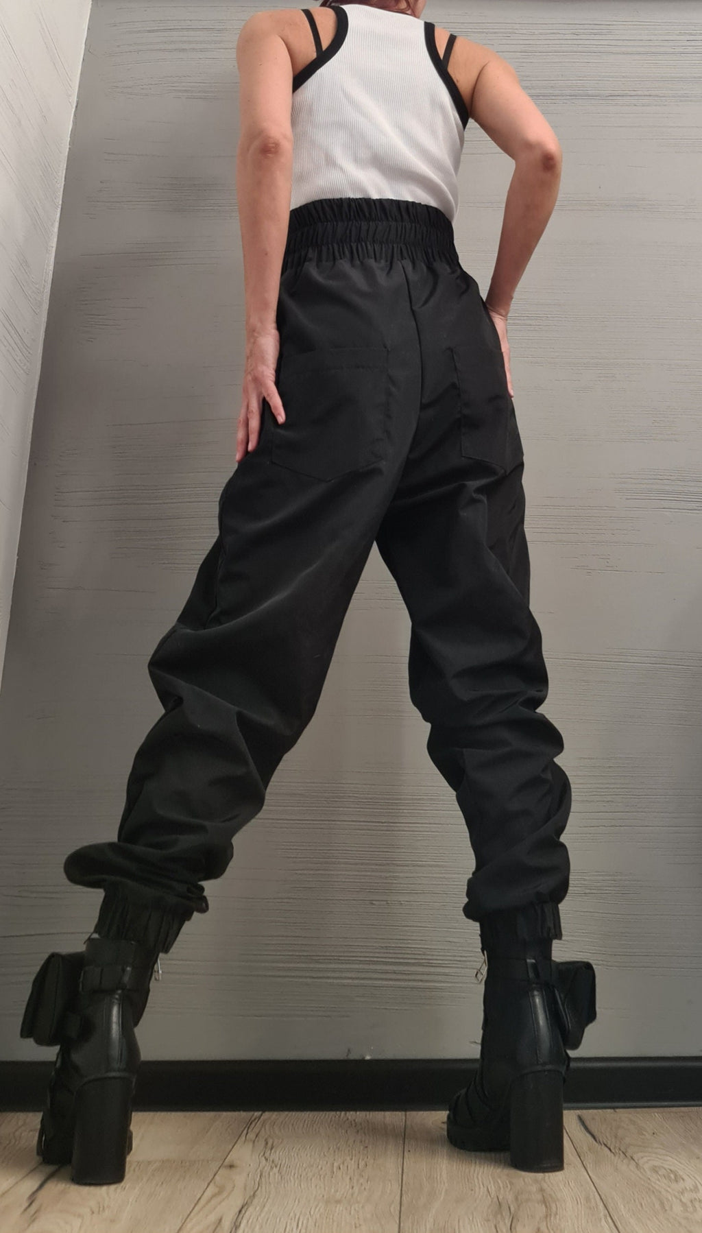 Black High waist Pants, Pants with zippers, Drop Crotch Pants, Avant Garde Clothing, Loose Pants, Urban Clothing, Plus Size Pants