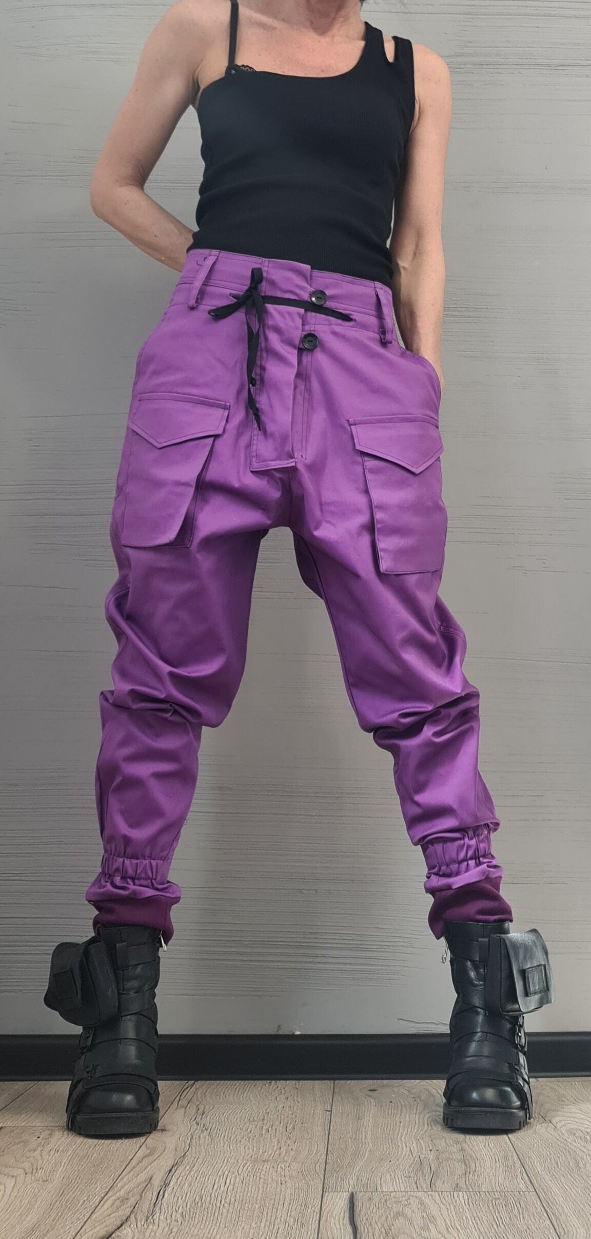 Extravagant Purple Pants, Harem Casual Pants, Urban Pants, Loose Pants, Punk Pants, Gothic Pants, Outer pockets, New collection