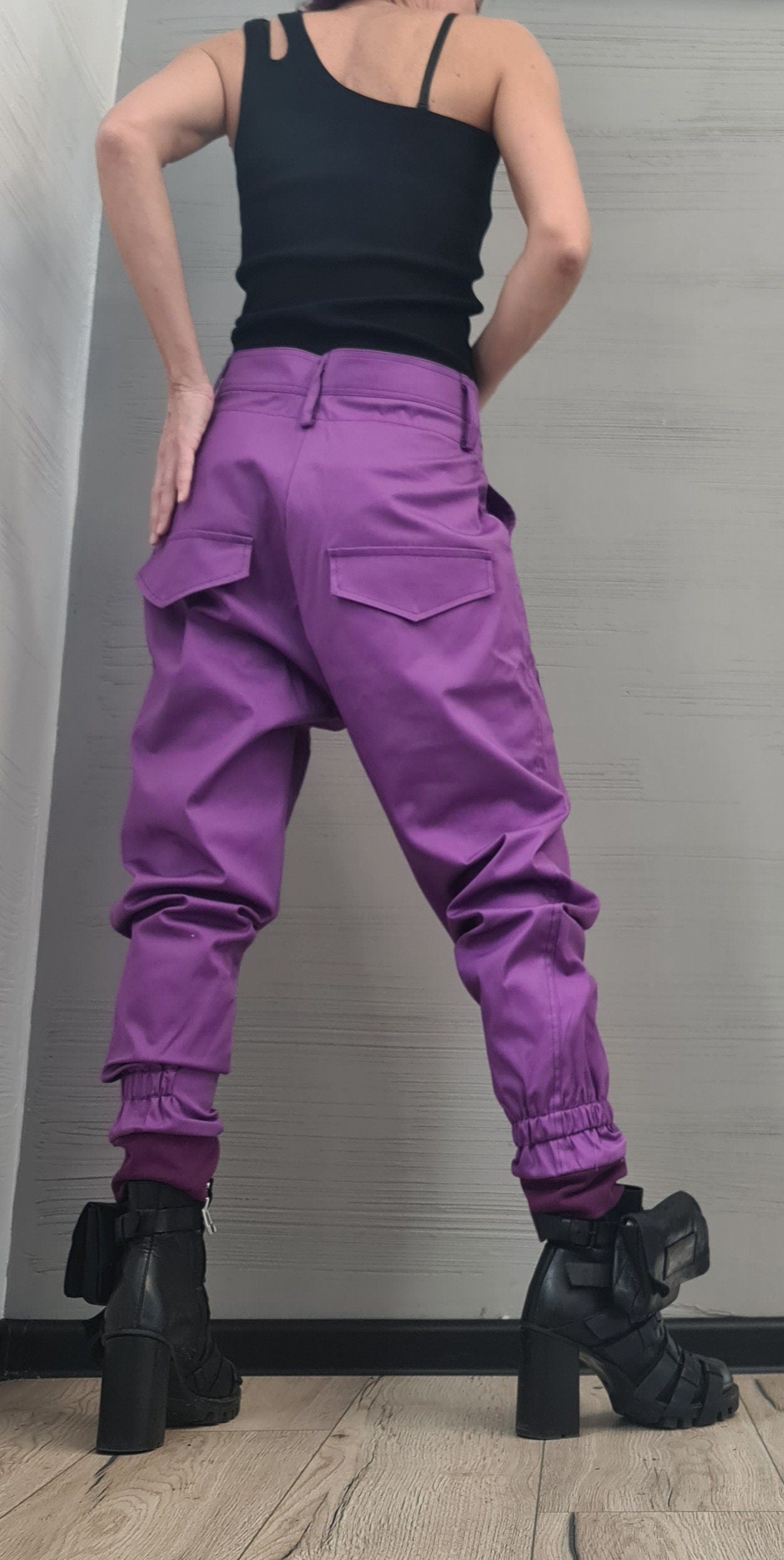 Extravagant Purple Pants, Harem Casual Pants, Urban Pants, Loose Pants, Punk Pants, Gothic Pants, Outer pockets, New collection
