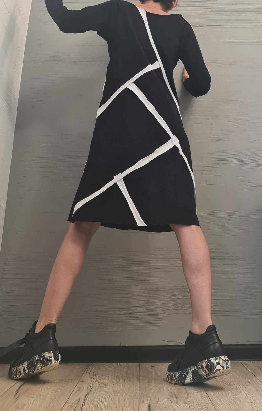 Extravagant Dress, One Shoulder Dress, Tunic Dress, Plus Size Clothing, Blouson Dress, Asymmetric Dress, Long Sleeve Dress