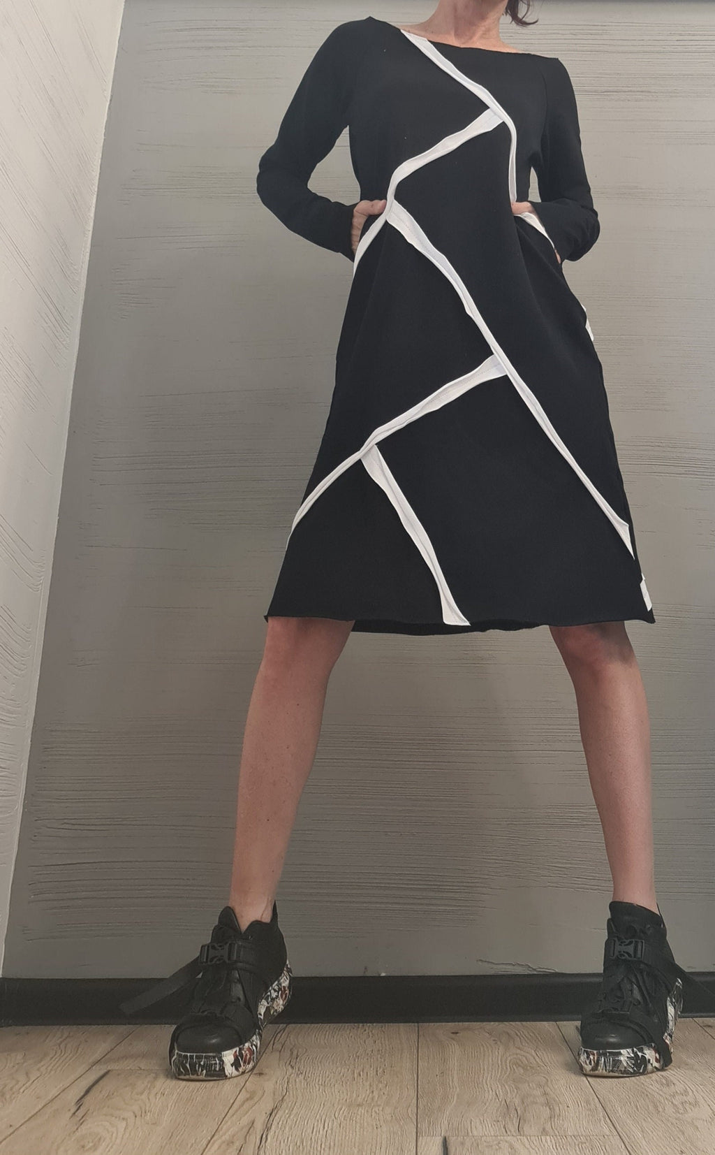 Extravagant Dress, One Shoulder Dress, Tunic Dress, Plus Size Clothing, Blouson Dress, Asymmetric Dress, Long Sleeve Dress