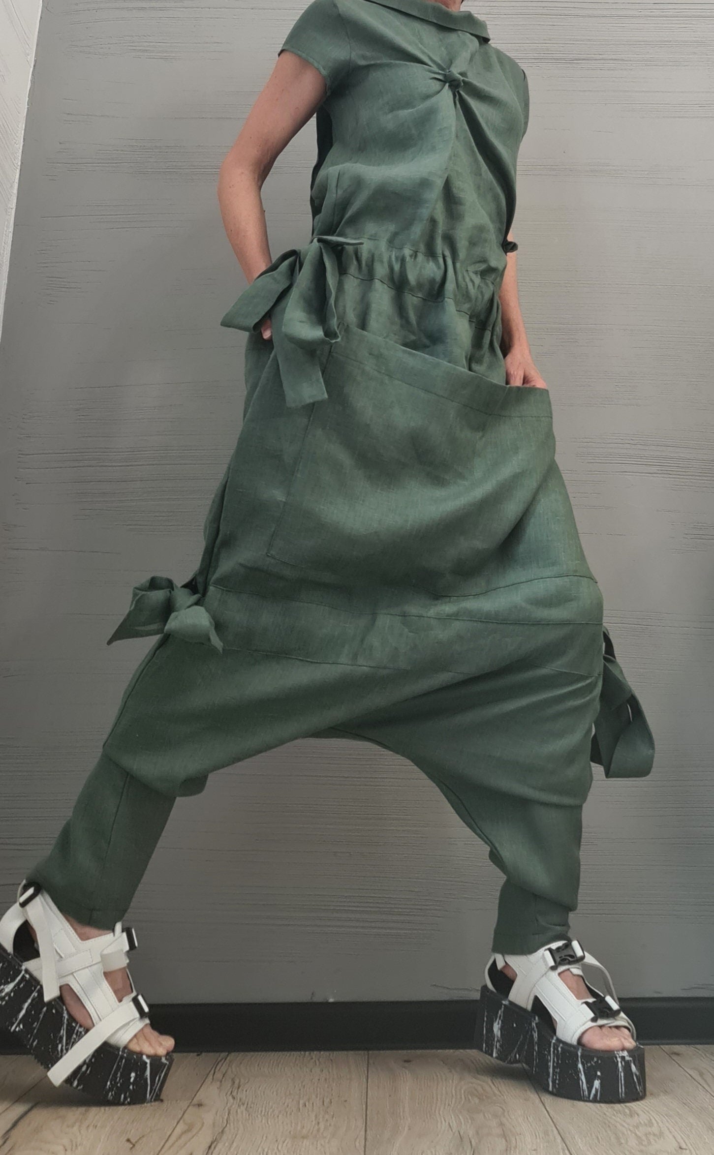 New collection Lenin Asymmetric long Jumpsuit, Harem Jumpsuit, Extravagant Wide Leg Overall, Loose  Jumpsuit Extravagant