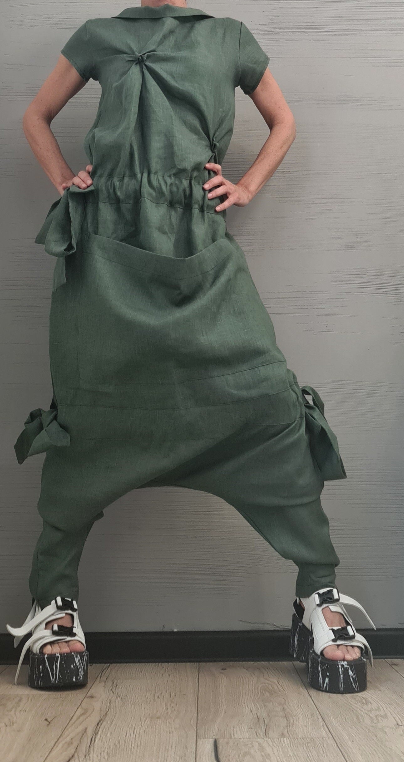 New collection Lenin Asymmetric long Jumpsuit, Harem Jumpsuit, Extravagant Wide Leg Overall, Loose  Jumpsuit Extravagant