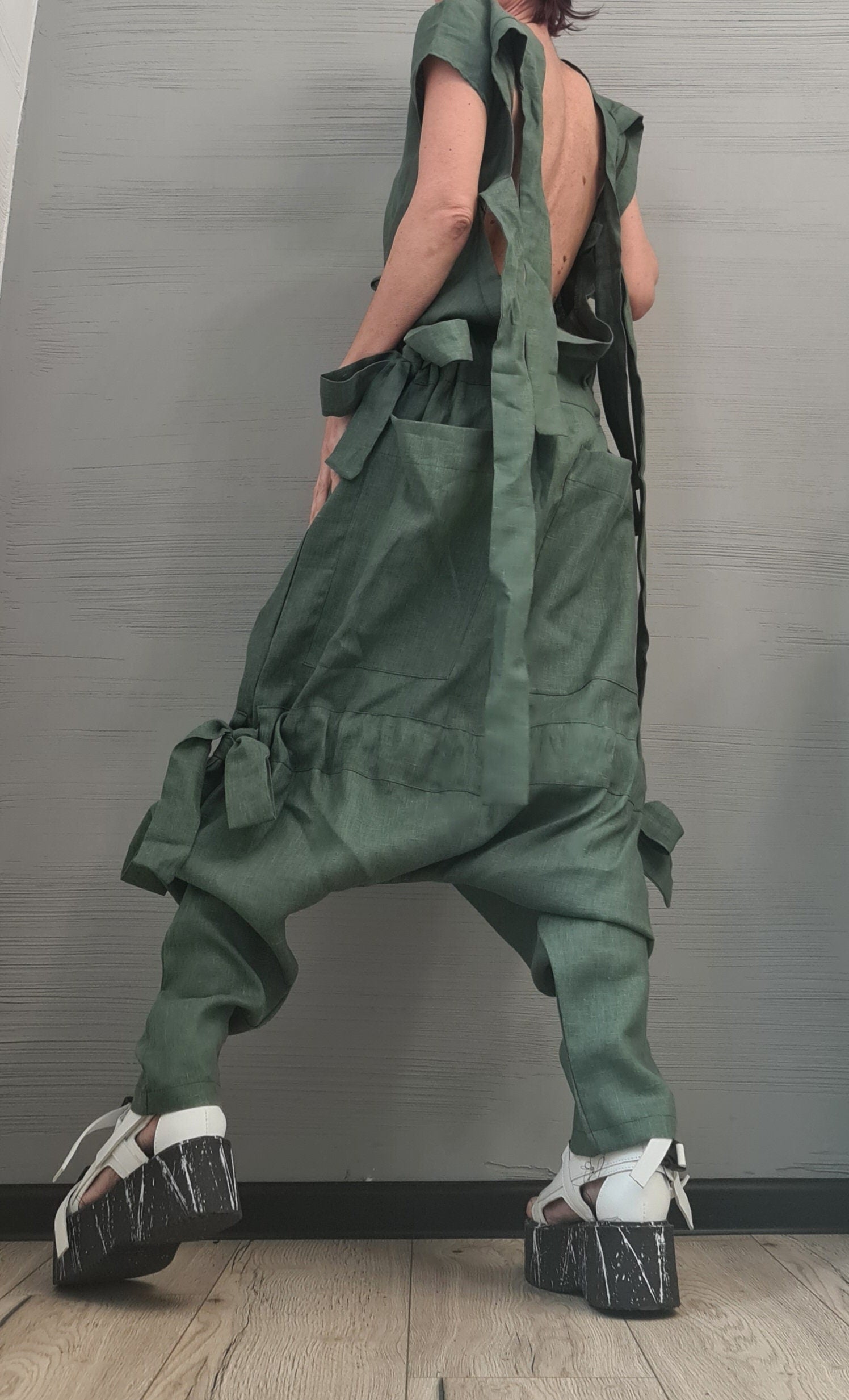 New collection Lenin Asymmetric long Jumpsuit, Harem Jumpsuit, Extravagant Wide Leg Overall, Loose  Jumpsuit Extravagant