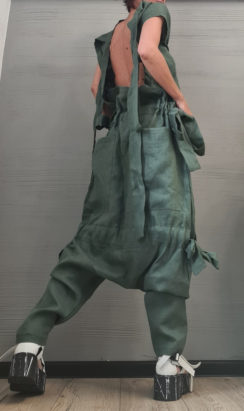 New collection Lenin Asymmetric long Jumpsuit, Harem Jumpsuit, Extravagant Wide Leg Overall, Loose  Jumpsuit Extravagant