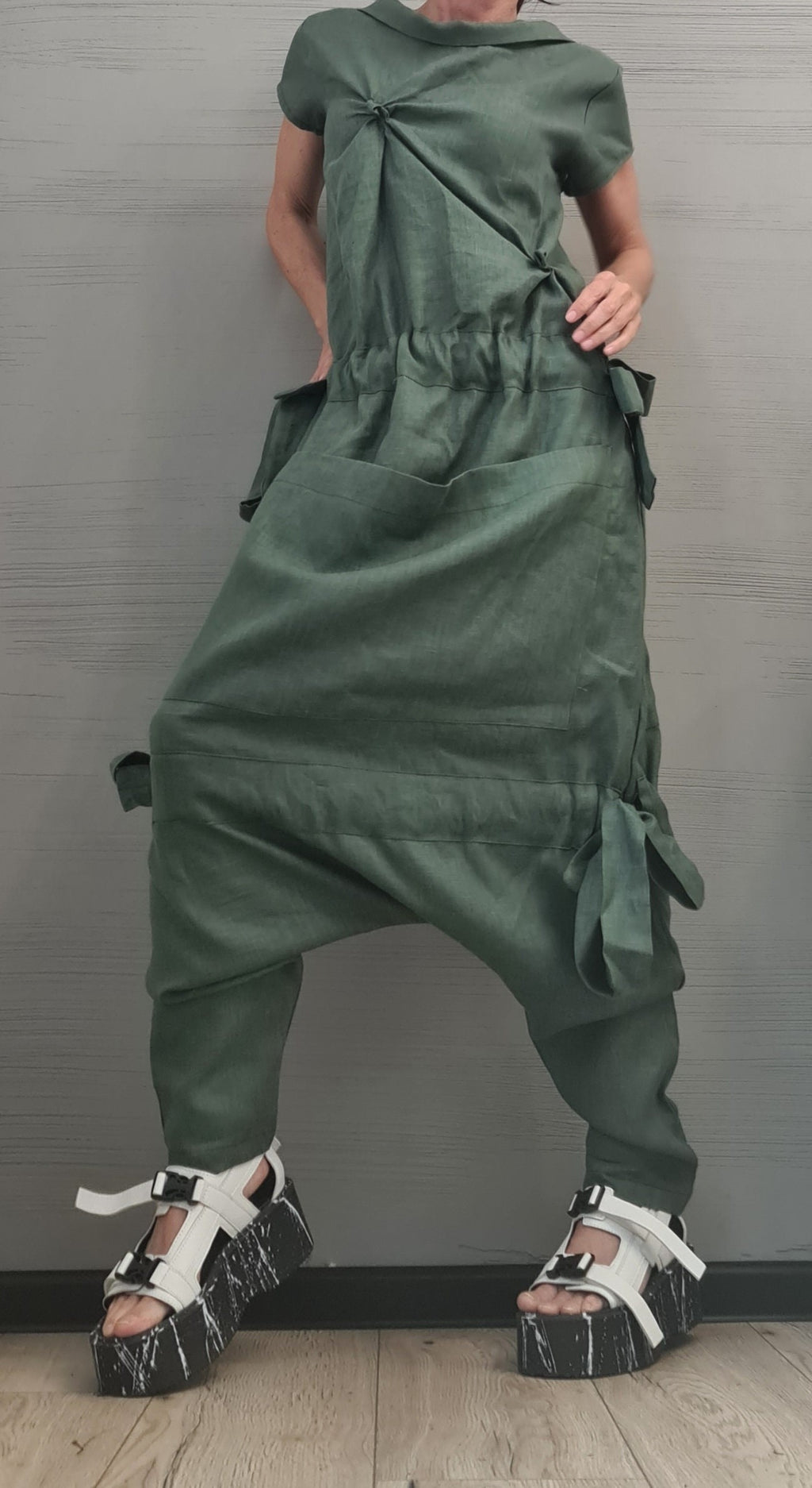 New collection Lenin Asymmetric long Jumpsuit, Harem Jumpsuit, Extravagant Wide Leg Overall, Loose  Jumpsuit Extravagant