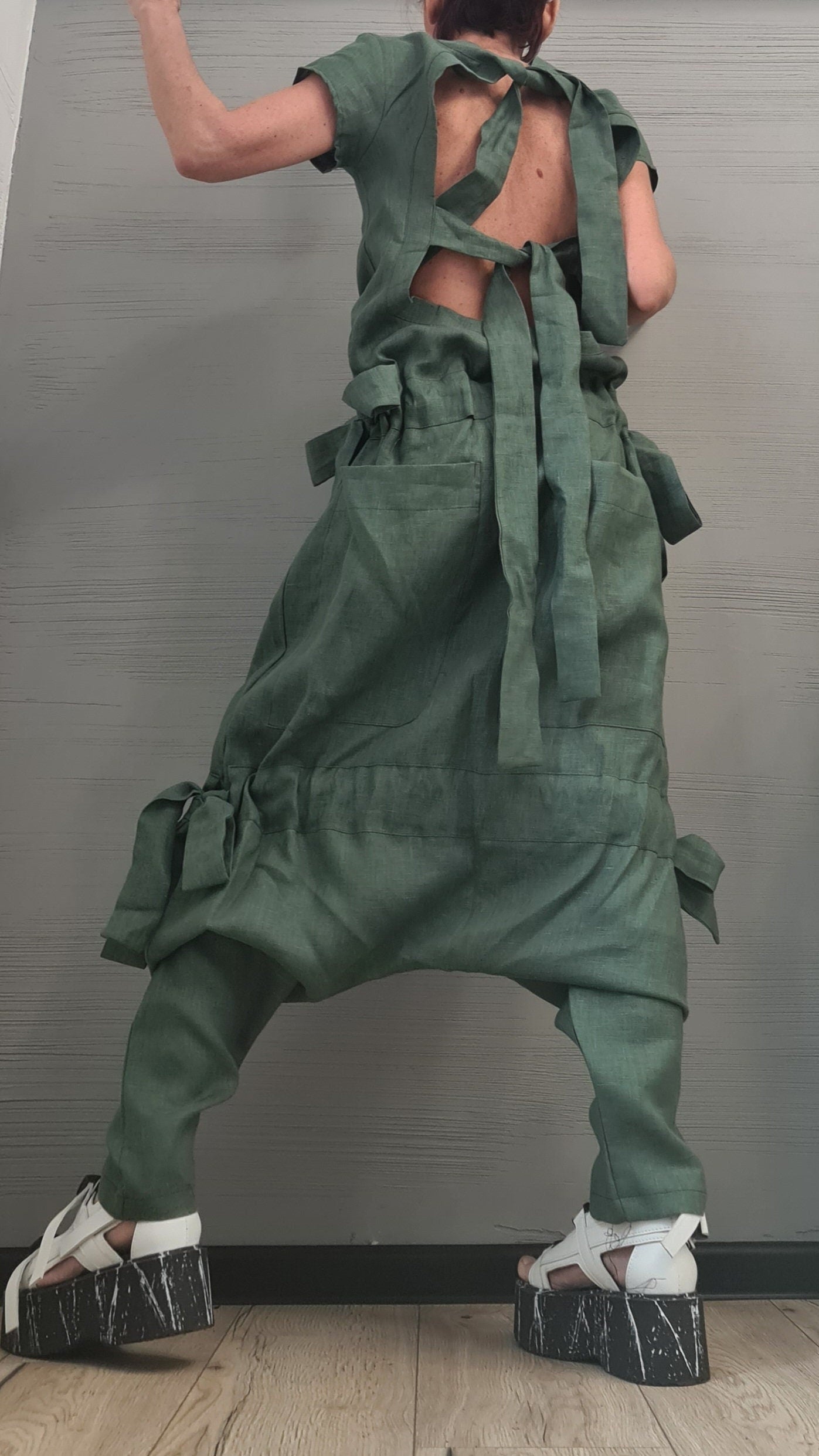 New collection Lenin Asymmetric long Jumpsuit, Harem Jumpsuit, Extravagant Wide Leg Overall, Loose  Jumpsuit Extravagant