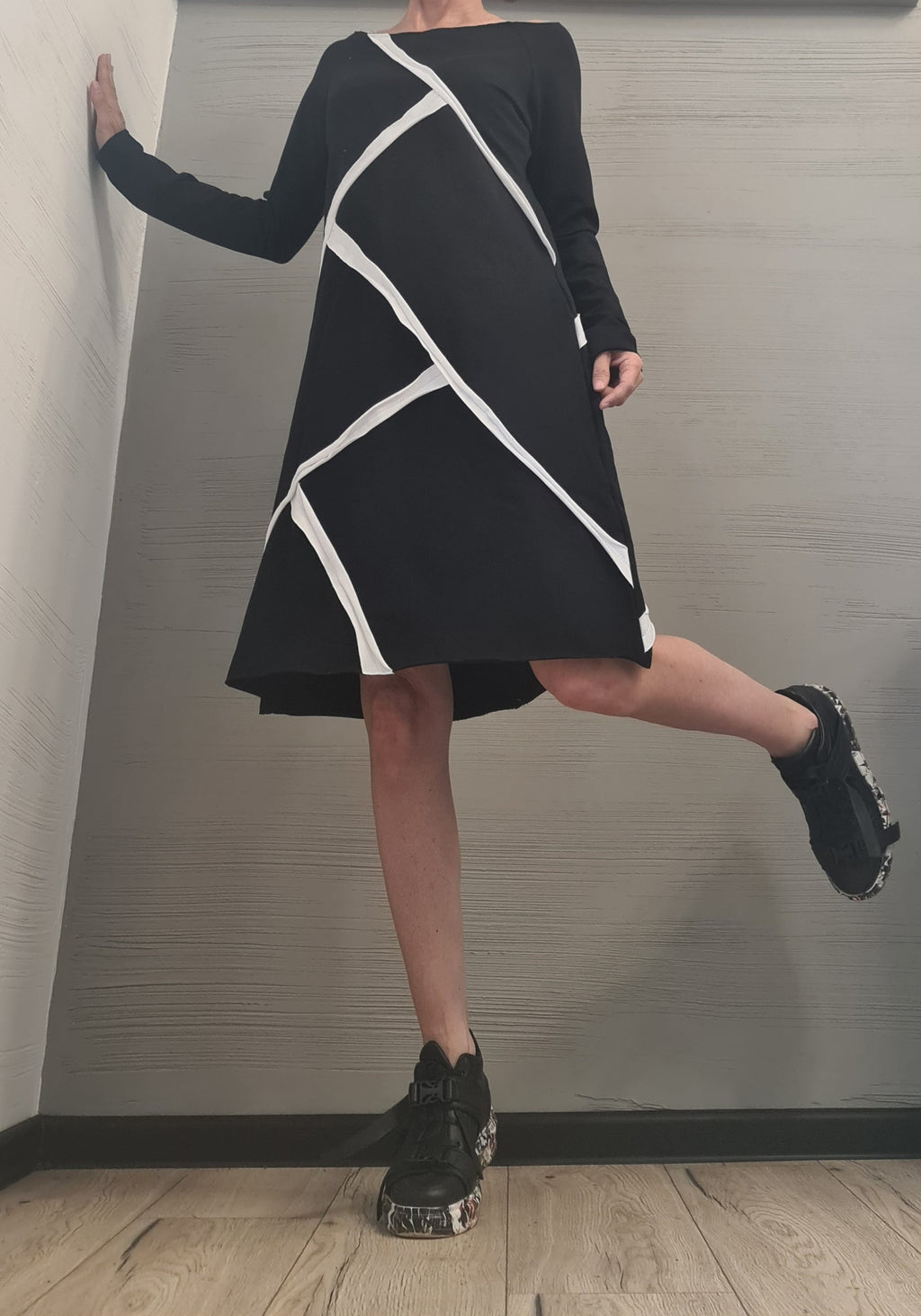 Extravagant Dress, One Shoulder Dress, Tunic Dress, Plus Size Clothing, Blouson Dress, Asymmetric Dress, Long Sleeve Dress