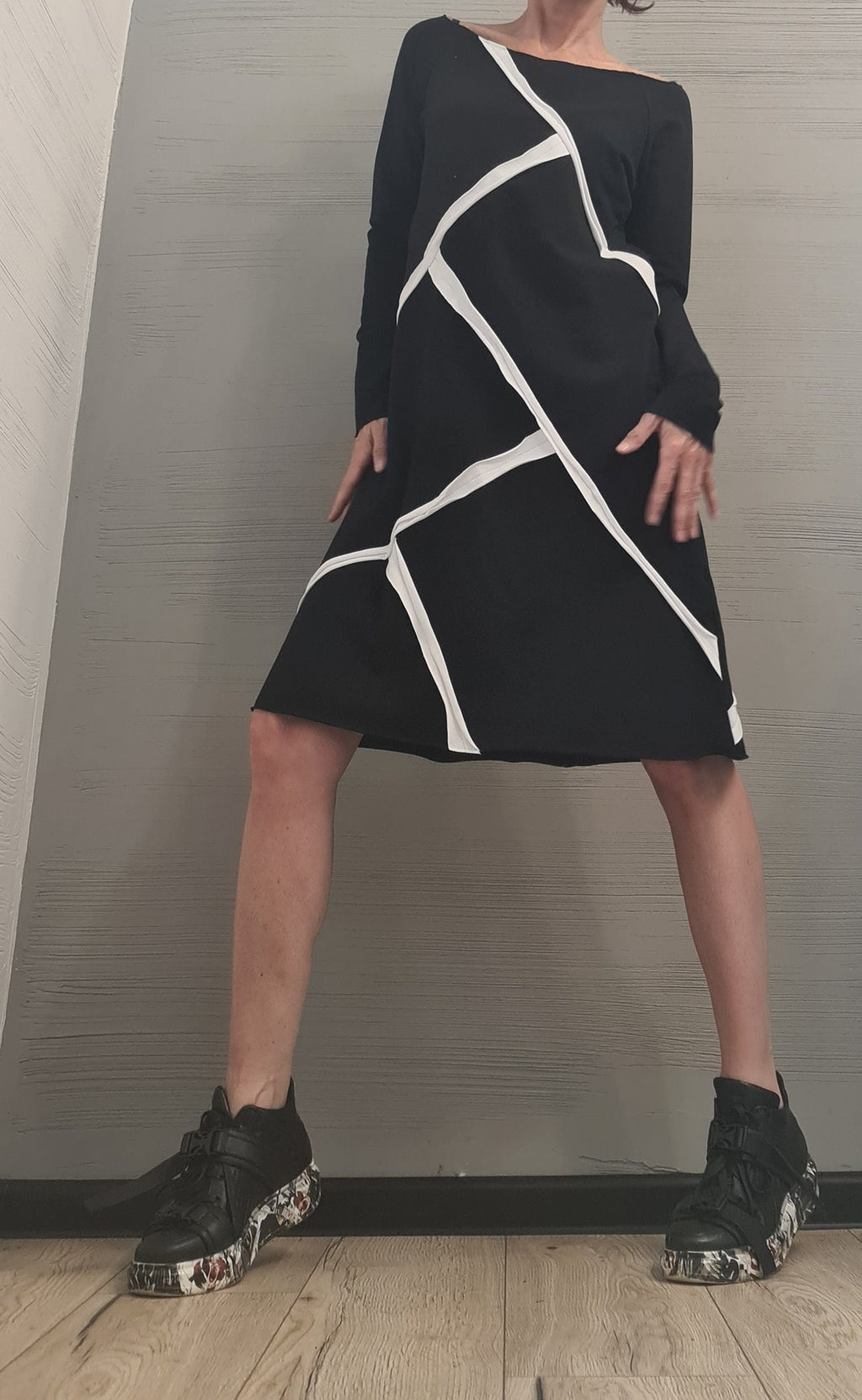 Extravagant Dress, One Shoulder Dress, Tunic Dress, Plus Size Clothing, Blouson Dress, Asymmetric Dress, Long Sleeve Dress