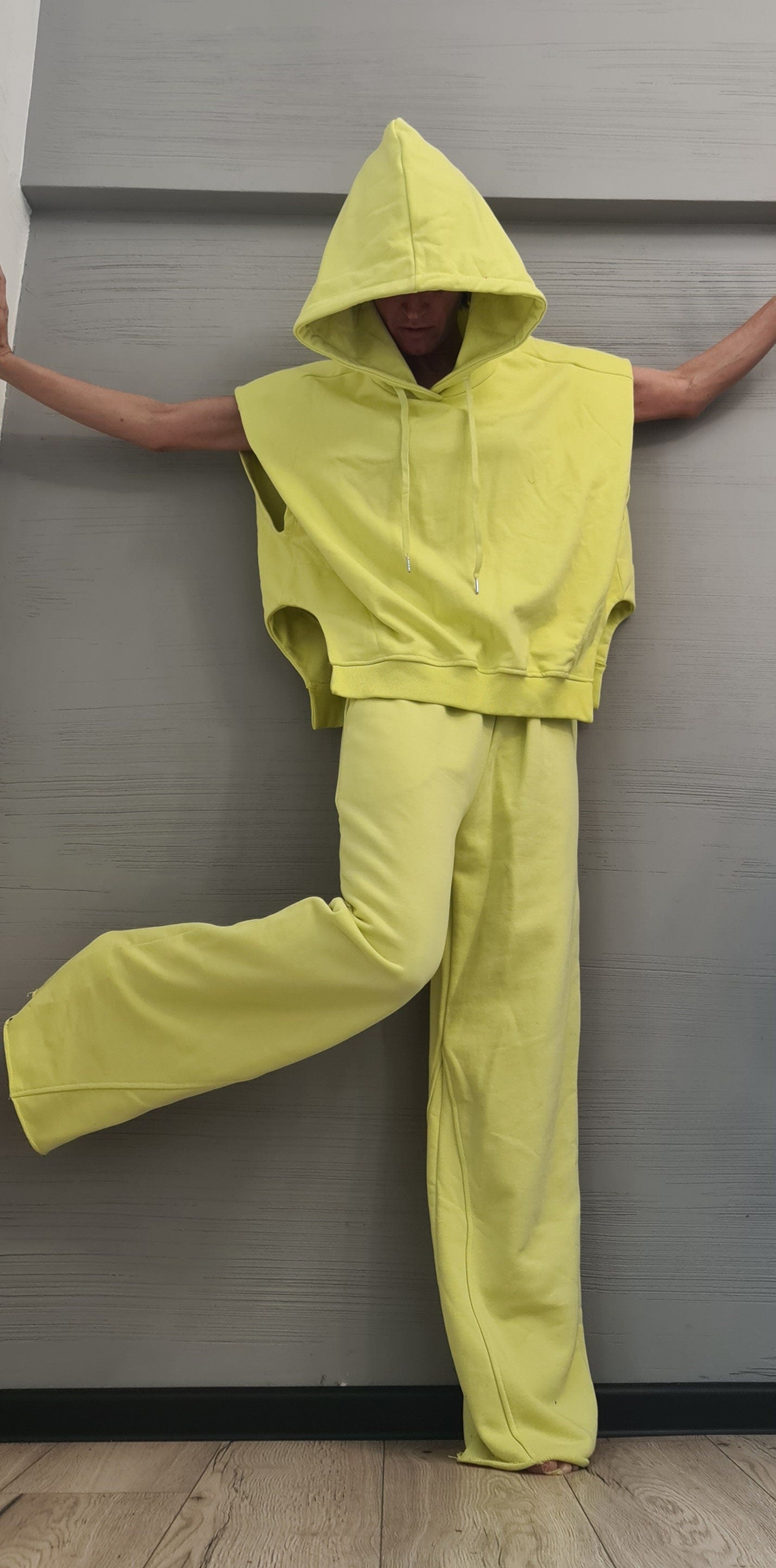 New collection Asymmetrical Set Women Set, Wide blouse, Asymmetrical blouse with hood, Loose Set