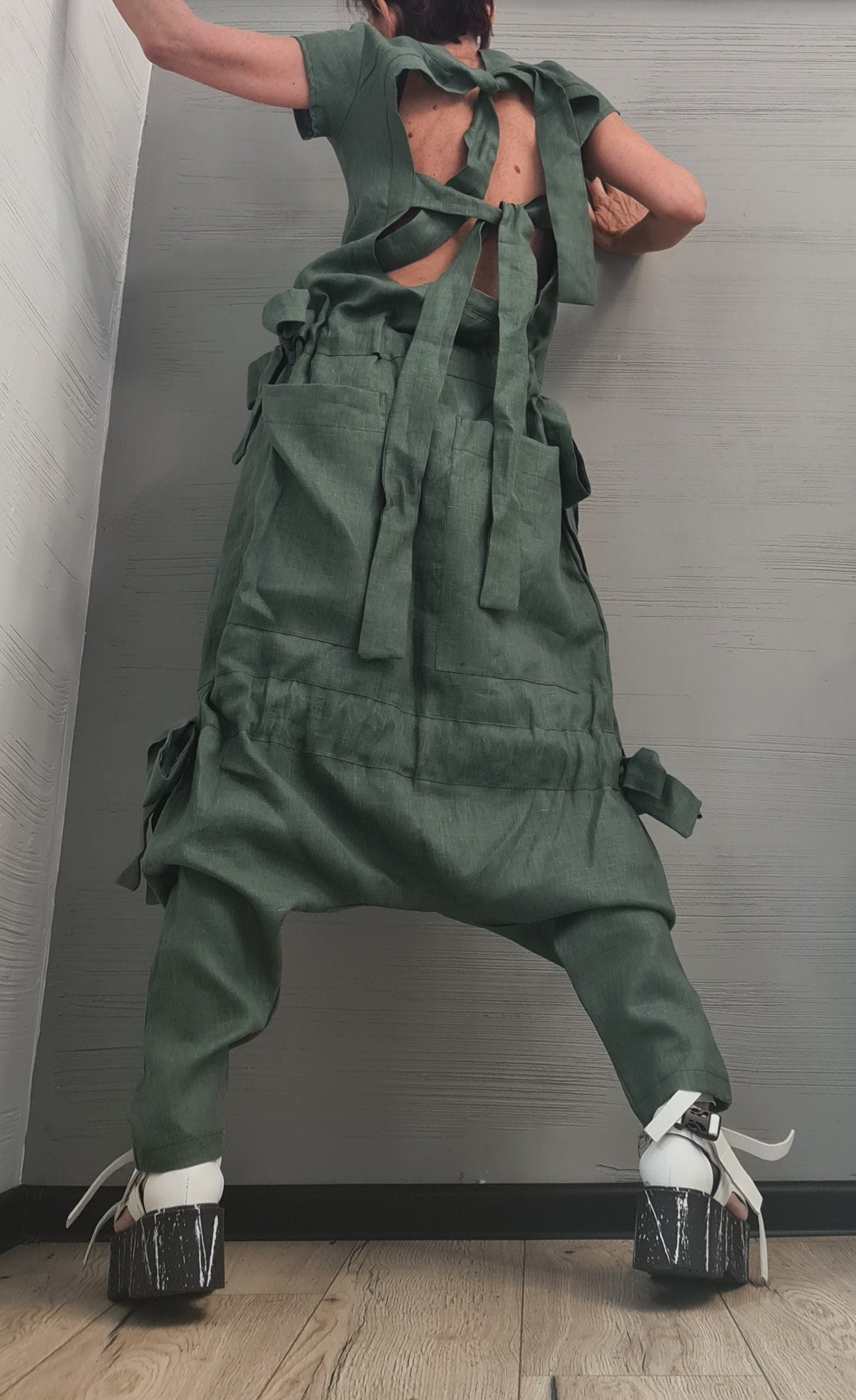 New collection Lenin Asymmetric long Jumpsuit, Harem Jumpsuit, Extravagant Wide Leg Overall, Loose  Jumpsuit Extravagant