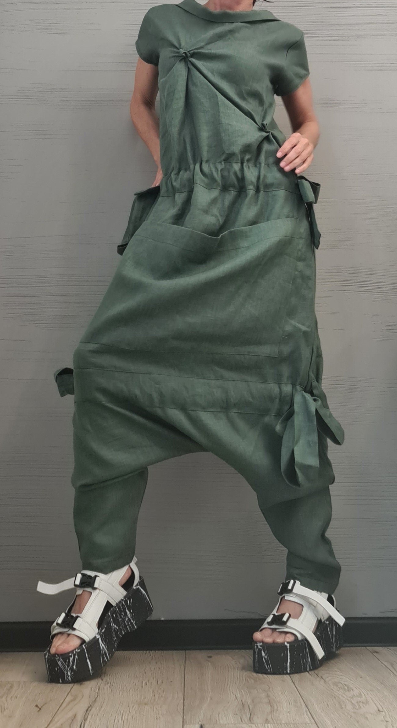 New collection Lenin Asymmetric long Jumpsuit, Harem Jumpsuit, Extravagant Wide Leg Overall, Loose  Jumpsuit Extravagant