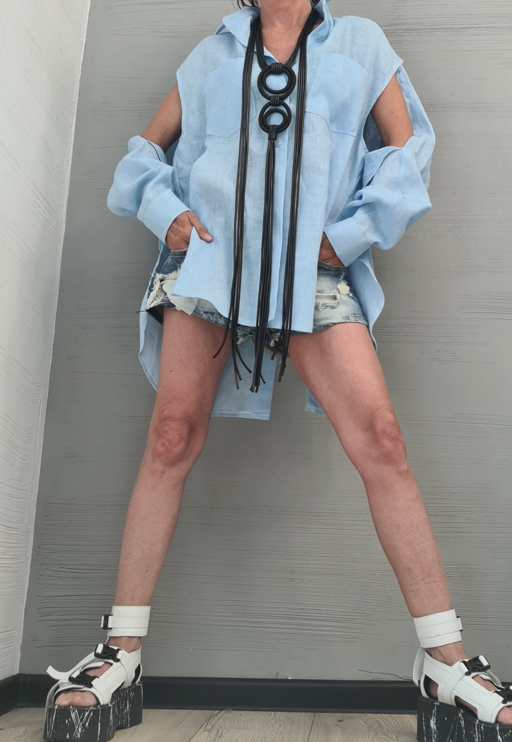 New collection Linen Asymmetric Shirt, Open back Shirt, Avant Garde Tunic, Loose Tunic Shirt,Extravagant Shirt, Oversize Tunic