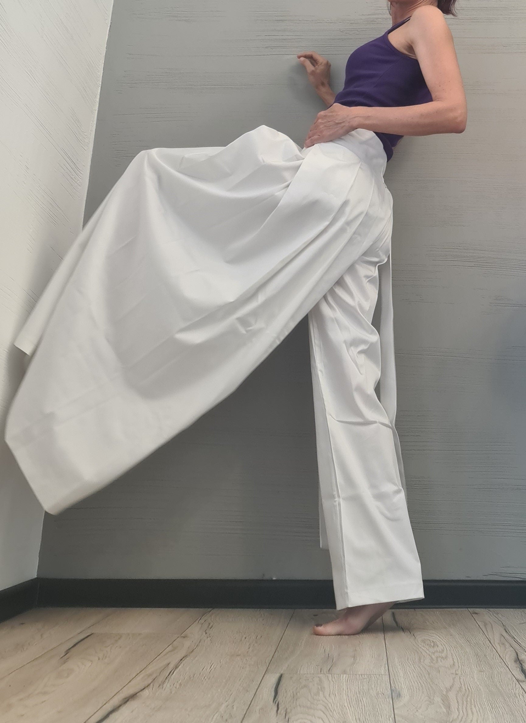 Avant Garde Pants, White Asymmetric Pants Women, Deconstructed Pants, Gothic Pants, Extravagant Pants, Casual Pants, Sexy Pants