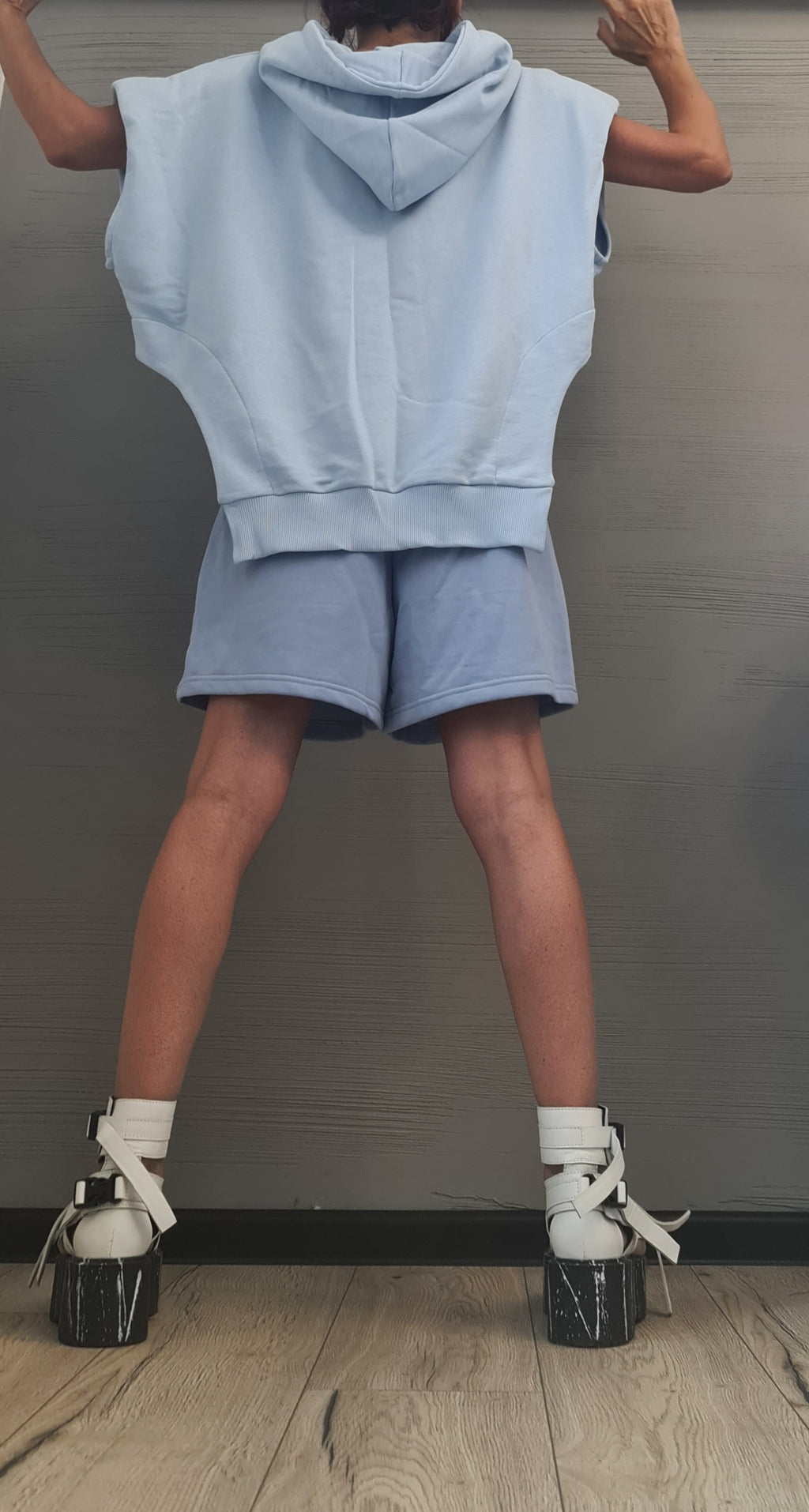 Asymmetrical Blouse, Shorts Set, Casual Cotton Set, Extravagant Women Set, Modern Women Set, Street Fashion