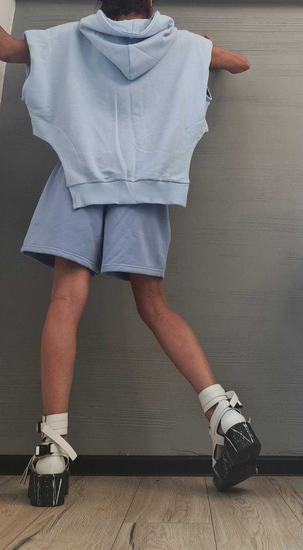 Asymmetrical Blouse, Shorts Set, Casual Cotton Set, Extravagant Women Set, Modern Women Set, Street Fashion