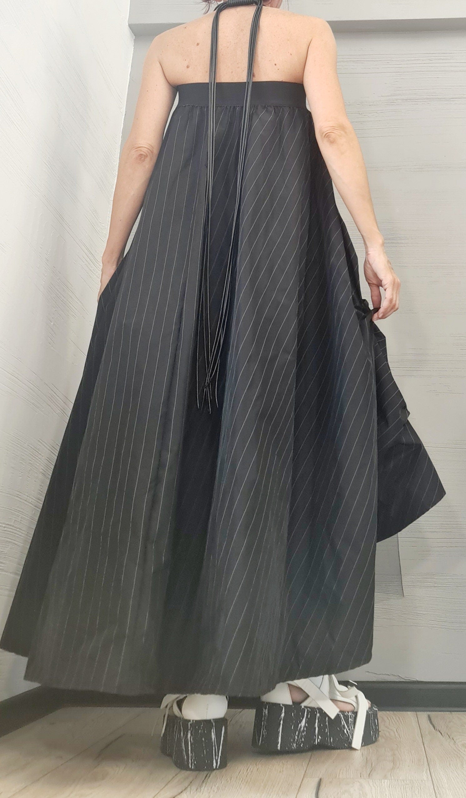 New collection Extravagant Ball Dress Skirt Women, Tutu Cocktail Skirt, Asymmetric Long Short Skirt, Black White stripes Dress