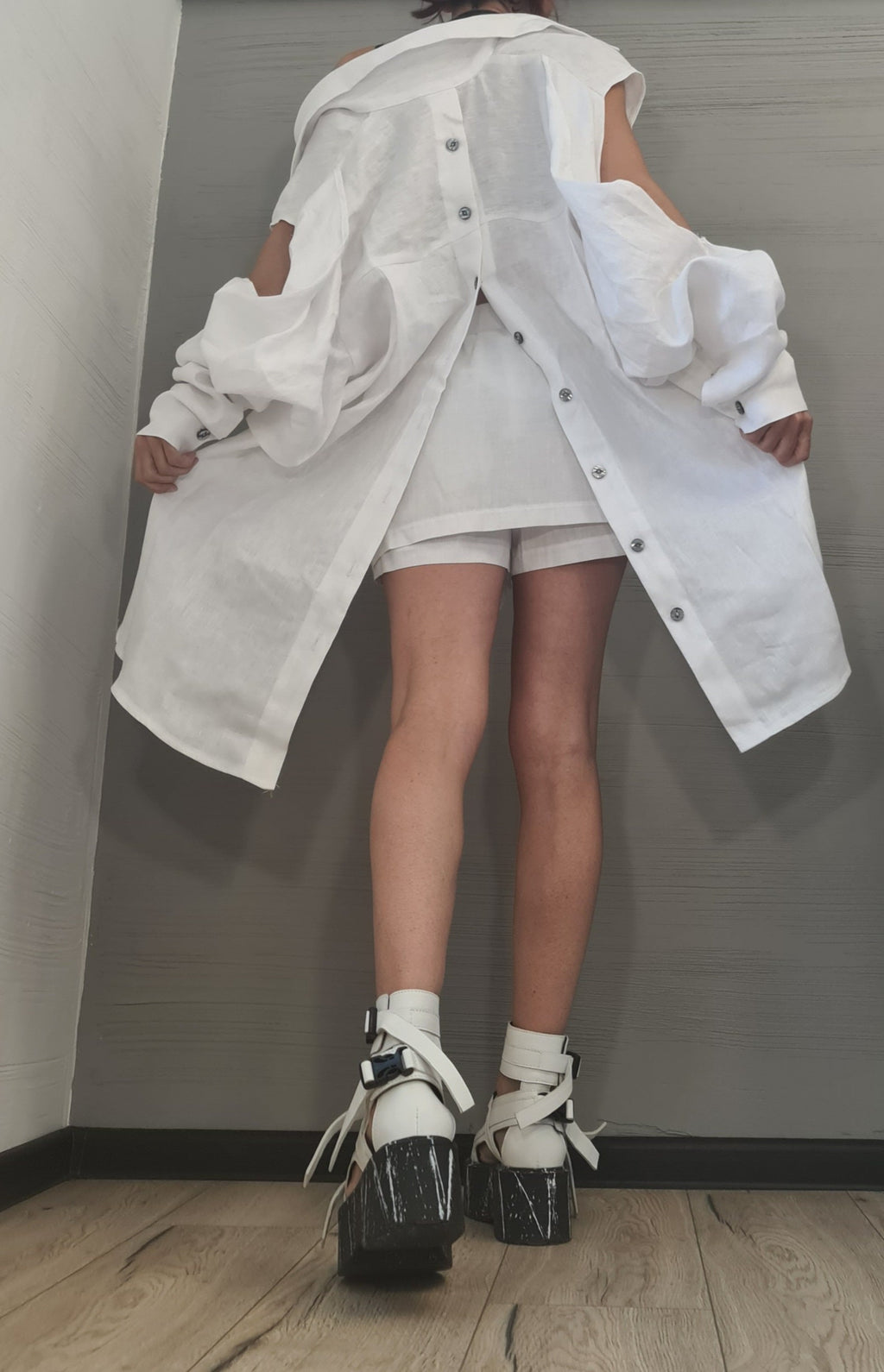 Extravagant Summer Linen Set, Sexy Blouse Shorts Set, Asymmetrical Top, Sexy Women Set, Pants Skirt, Open Back Blouse, New collection