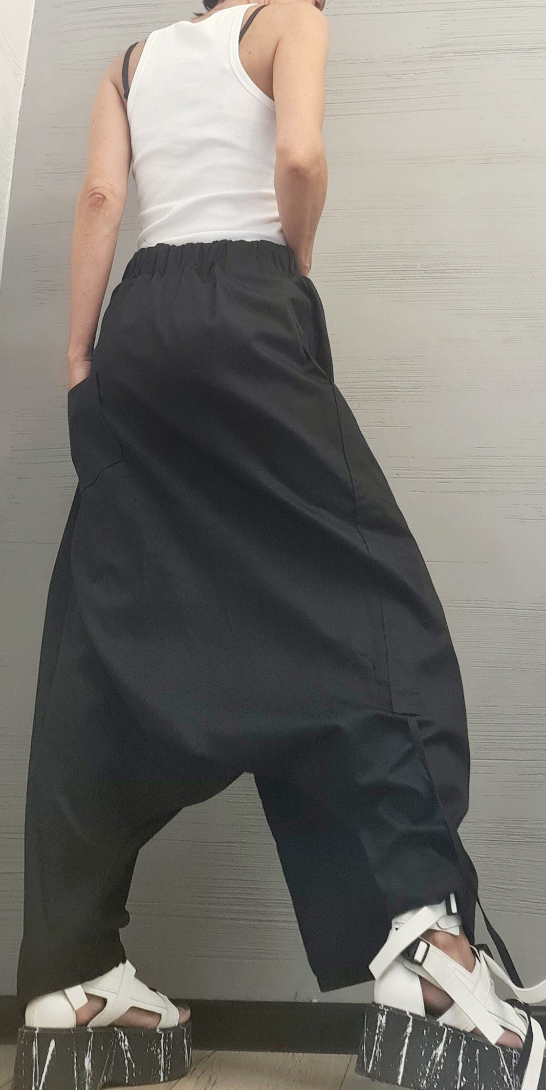 New collection BlackTrousers Skirt, Loose Pants, Extravagant Harem Pants, Women Pants,Avant-garde, Deconstructed trousers