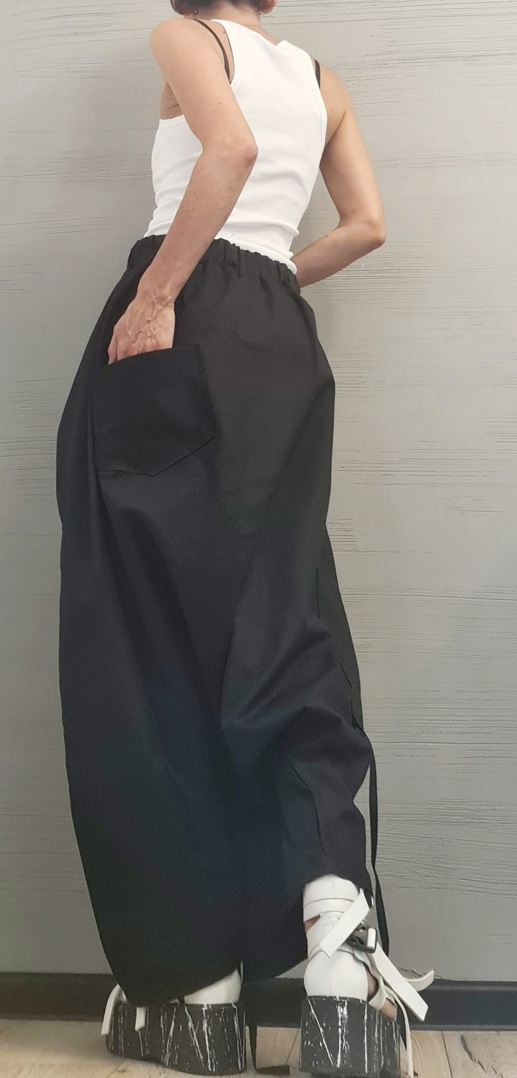 New collection BlackTrousers Skirt, Loose Pants, Extravagant Harem Pants, Women Pants,Avant-garde, Deconstructed trousers