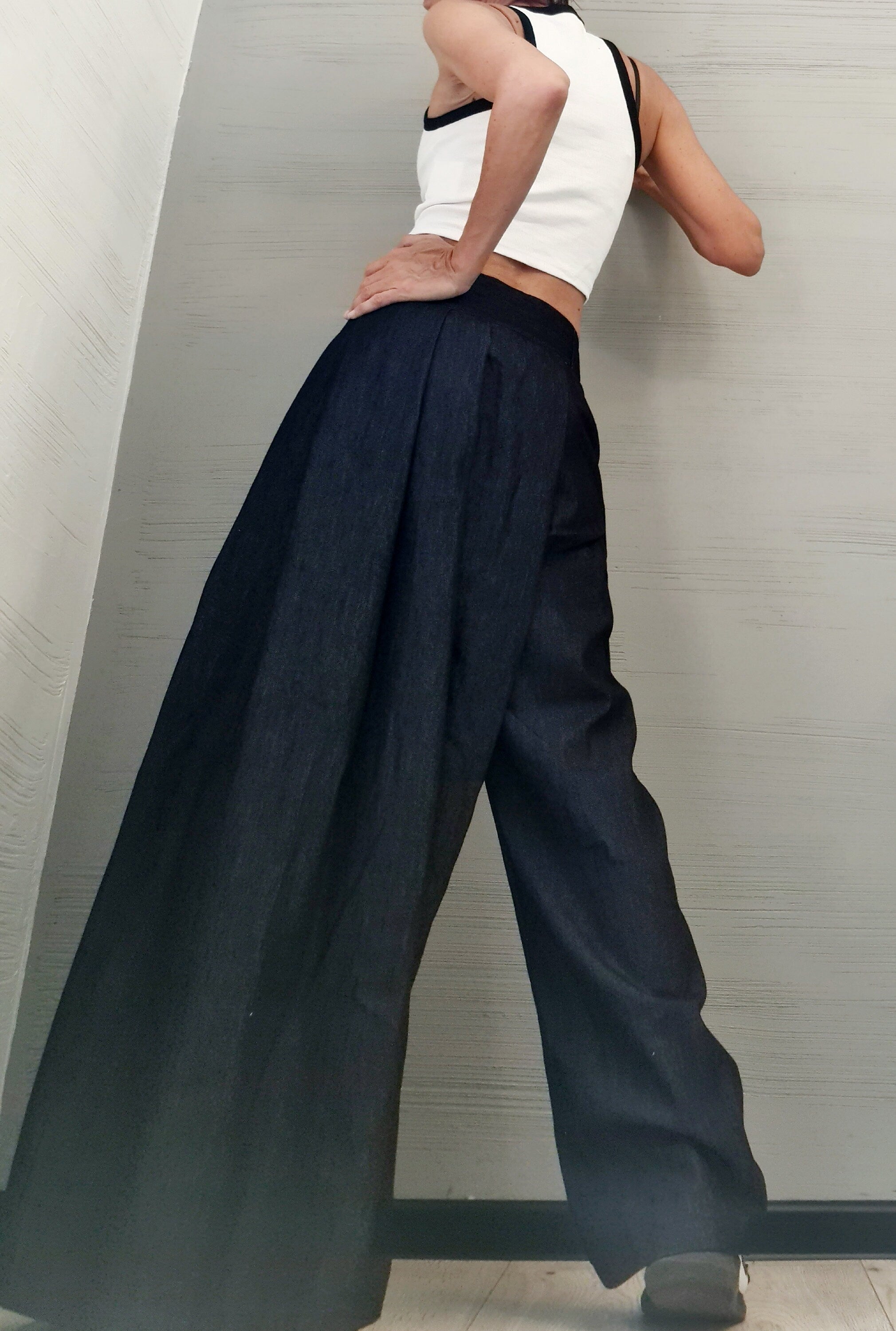 Denim Avant Garde Pants, Asymmetric Pants Women, Deconstructed Pants, Gothic Pants, Extravagant Pants, Casual Pants, Sexy Pants