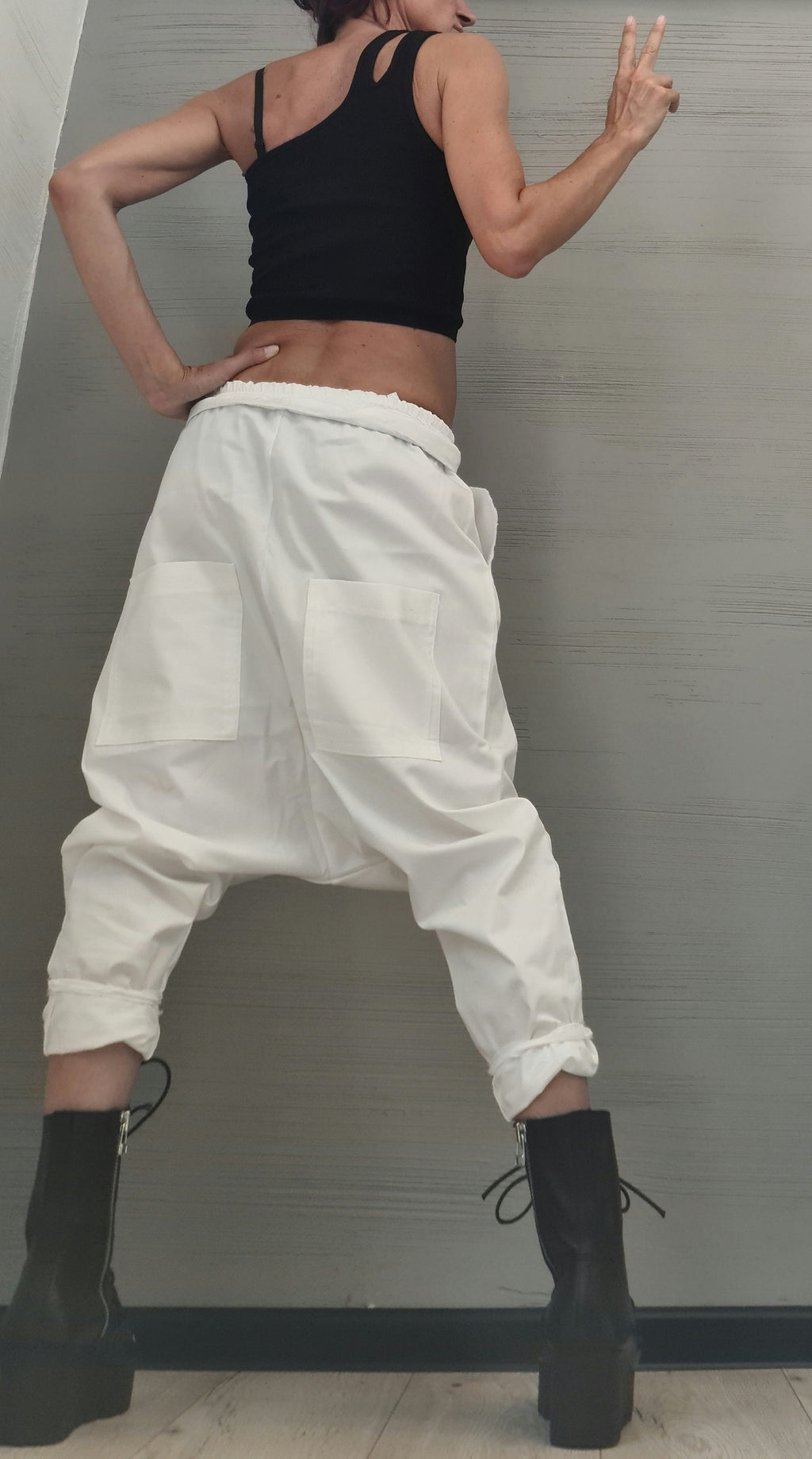 Extravagant Women Harem Pants, Women Baggy Trousers, Avant-gardeTrousers, White Loose Pants, Gothic Pants, New collection