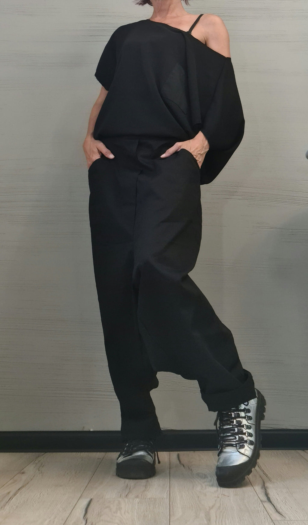 Avant-garde Black Harem Jumpsuit, Loose Jumpsuit, Drop Crotch Jumpsuit, Plus Size Clothing, Urban Clothing, Oversize Jumpsuit, Gothic