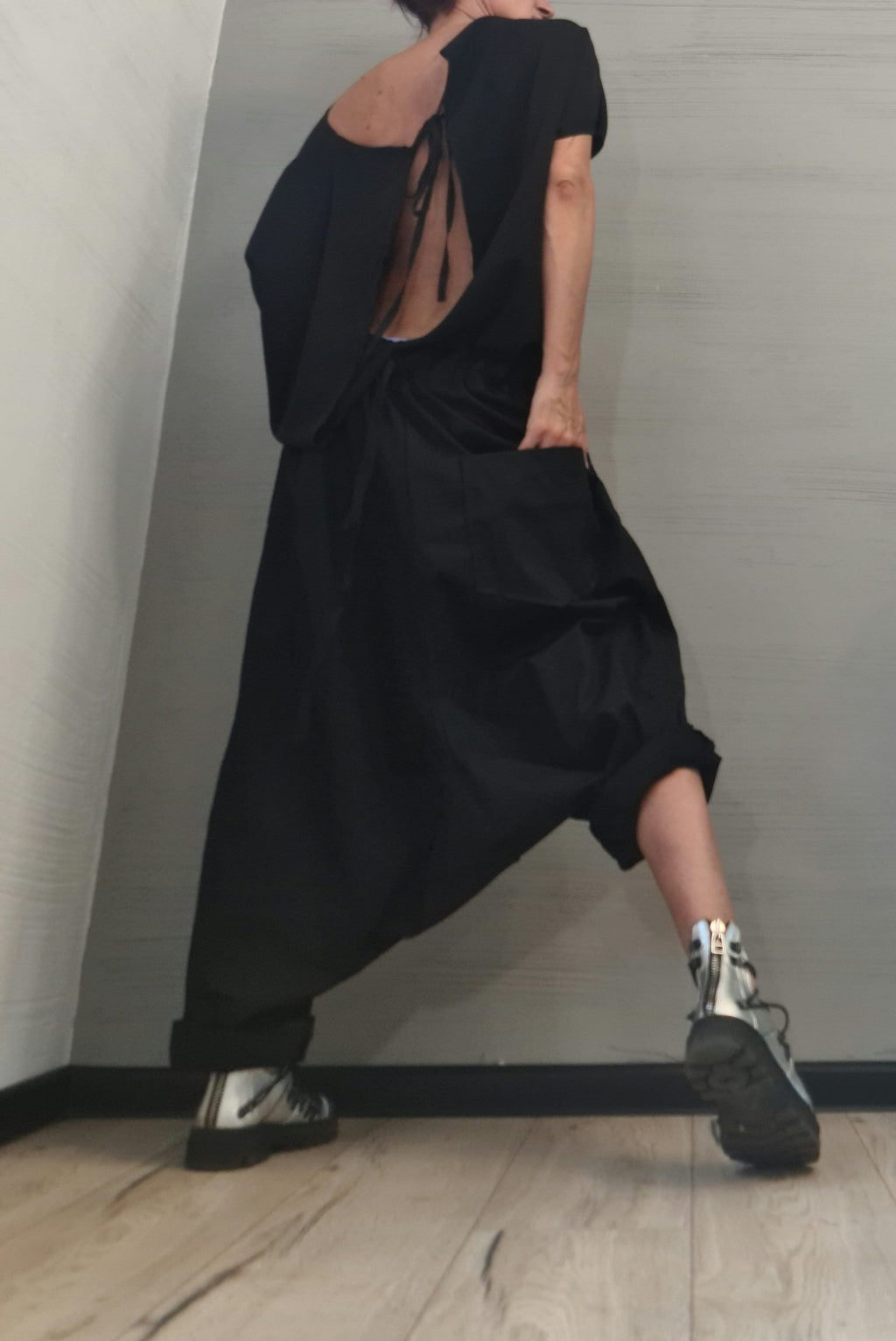 Avant-garde Black Harem Jumpsuit, Loose Jumpsuit, Drop Crotch Jumpsuit, Plus Size Clothing, Urban Clothing, Oversize Jumpsuit, Gothic