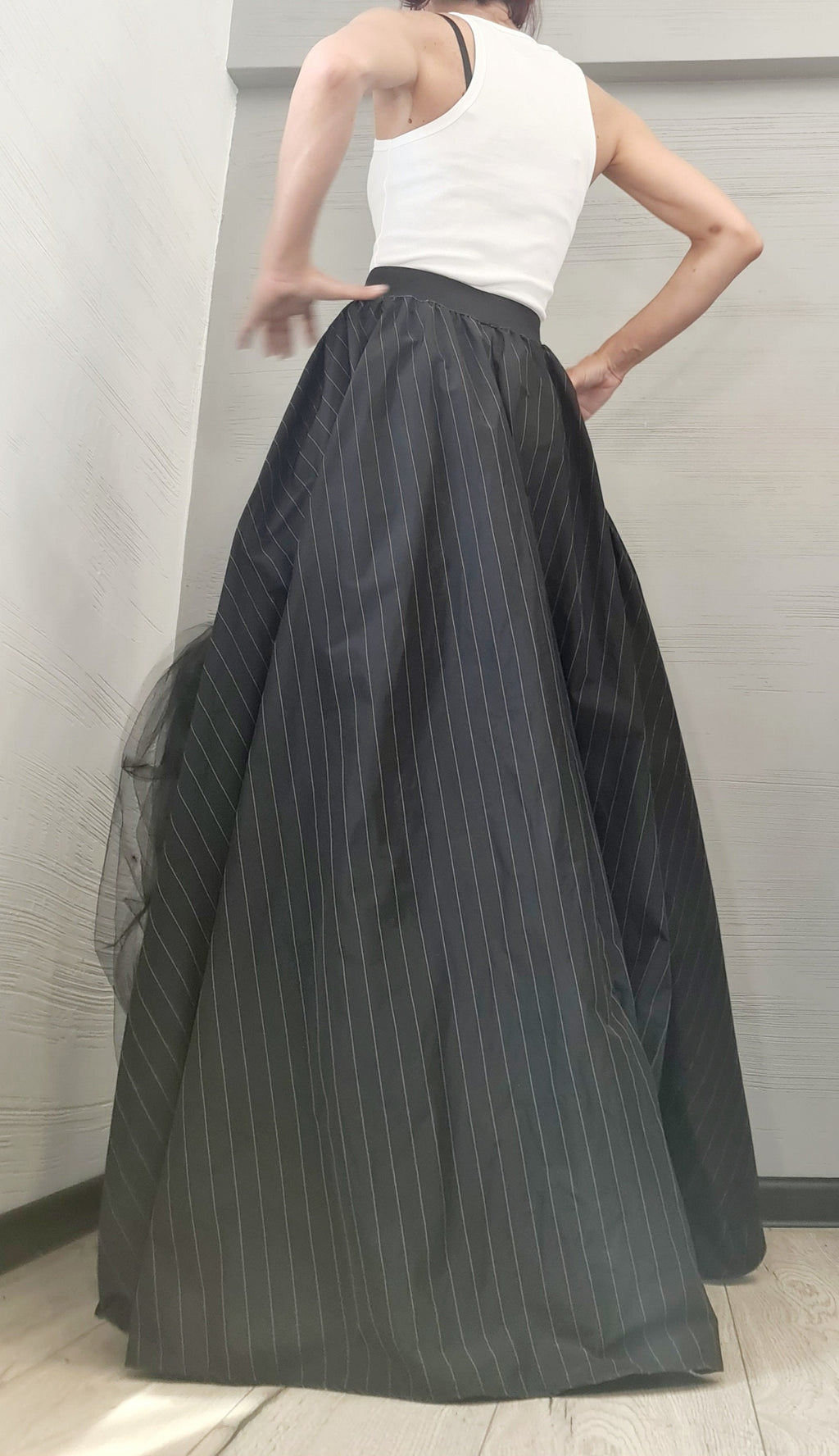 New collection Extravagant Ball Dress Skirt Women, Tutu Cocktail Skirt, Asymmetric Long Short Skirt, Black White stripes Dress