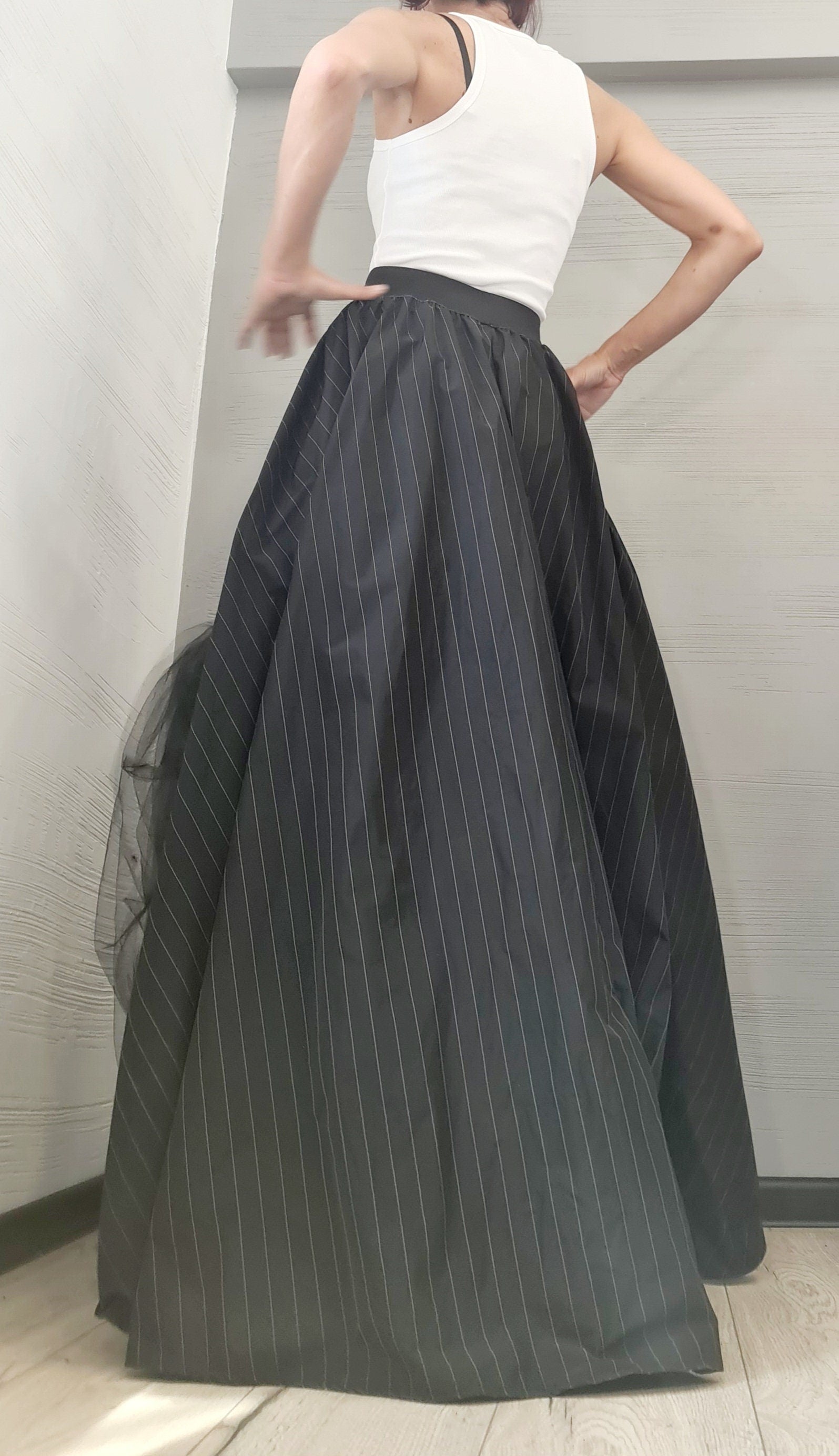 New collection Extravagant Ball Dress Skirt Women, Tutu Cocktail Skirt, Asymmetric Long Short Skirt, Black White stripes Dress