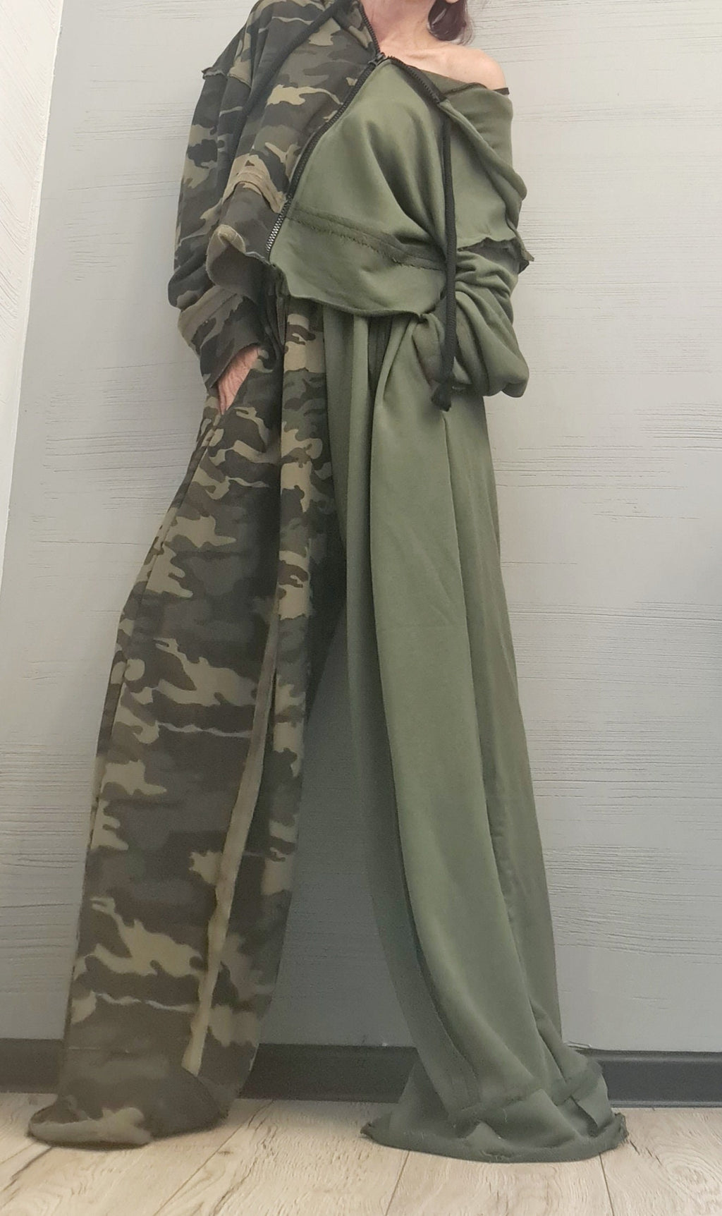 New collection Military collection Extravagant Outwear Women Set, Extravagant Cotton Set, Pants and sweatshirt with a hood