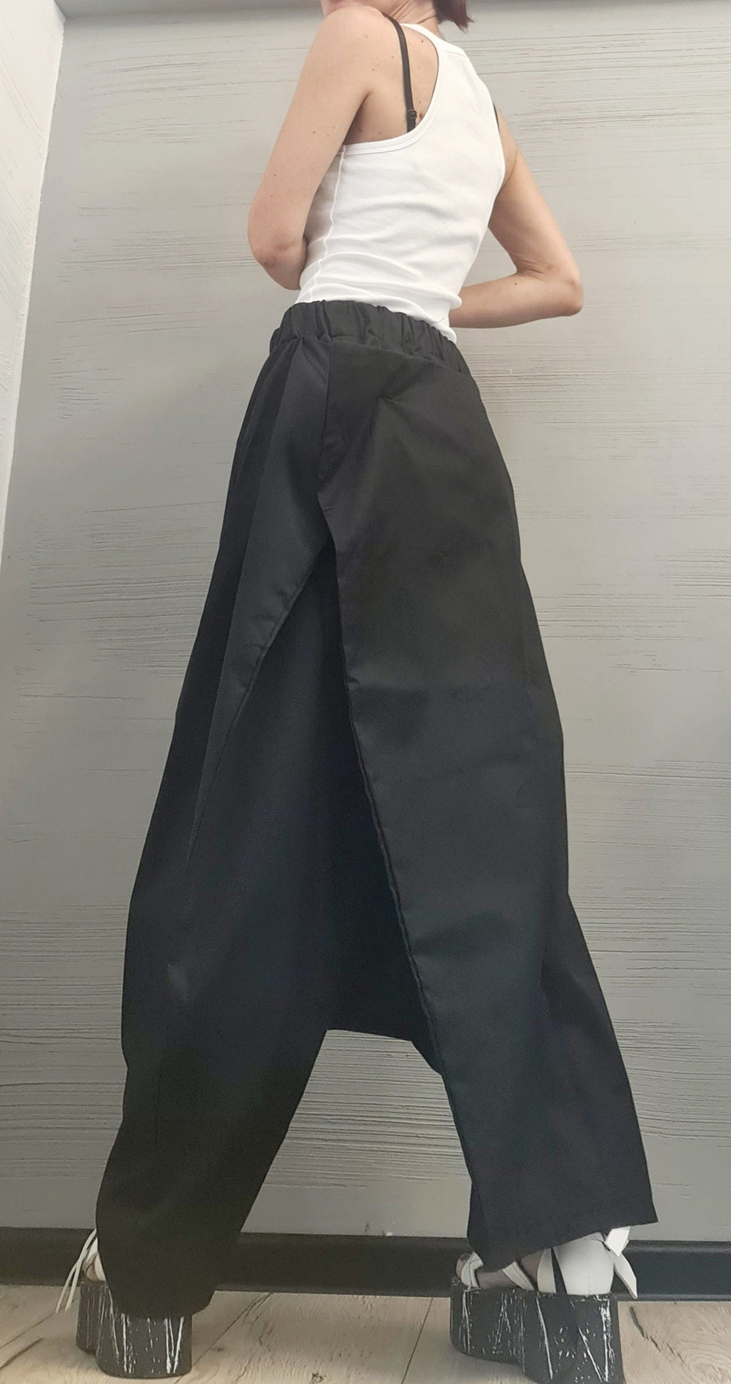 New collection BlackTrousers Skirt, Loose Pants, Extravagant Harem Pants, Women Pants,Avant-garde, Deconstructed trousers