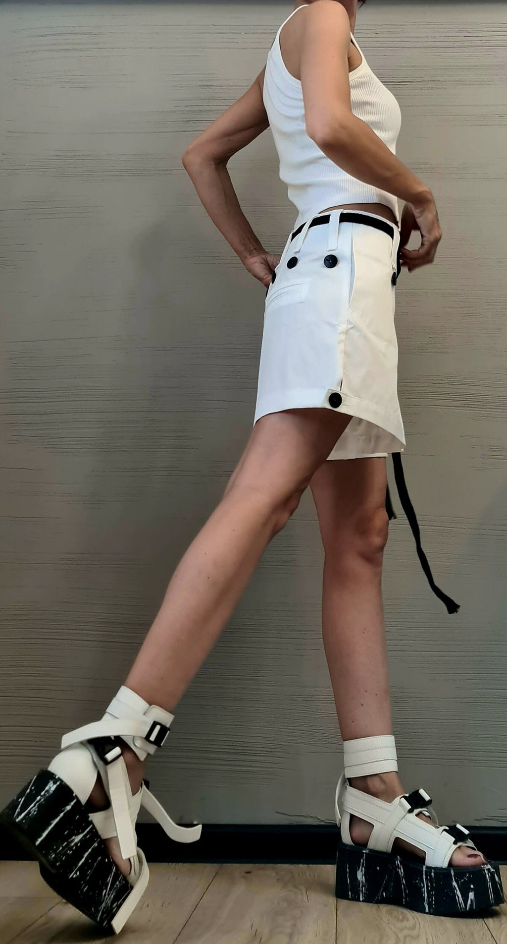 White Extravagant Pants, Women Sexy Shorts, Loose Pants, Short Pants, Gothic Pants, Avant Garde Shorts