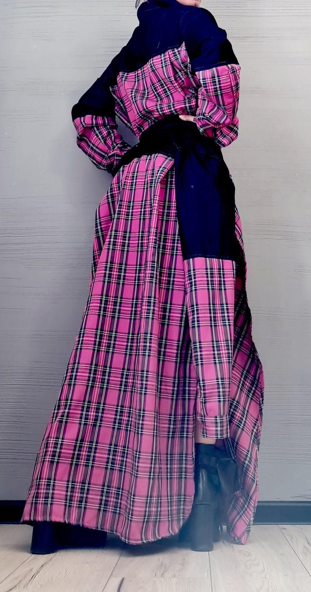 Pink Square Deconstructed Shirt, Asymmetric Shirt, Long Short Shirt Dress, Avant Garde Tunic,  New collection