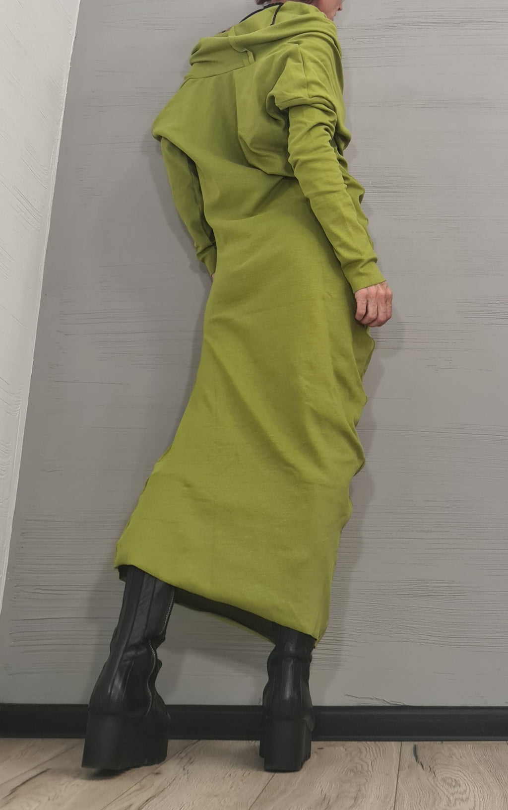 Fitted Long Dress, Extravagant  Asymmetric Dress, Cotton Dress, Plus Size Clothing, Blouson Dress, Sexy Dress, Long Sleeve, New collection