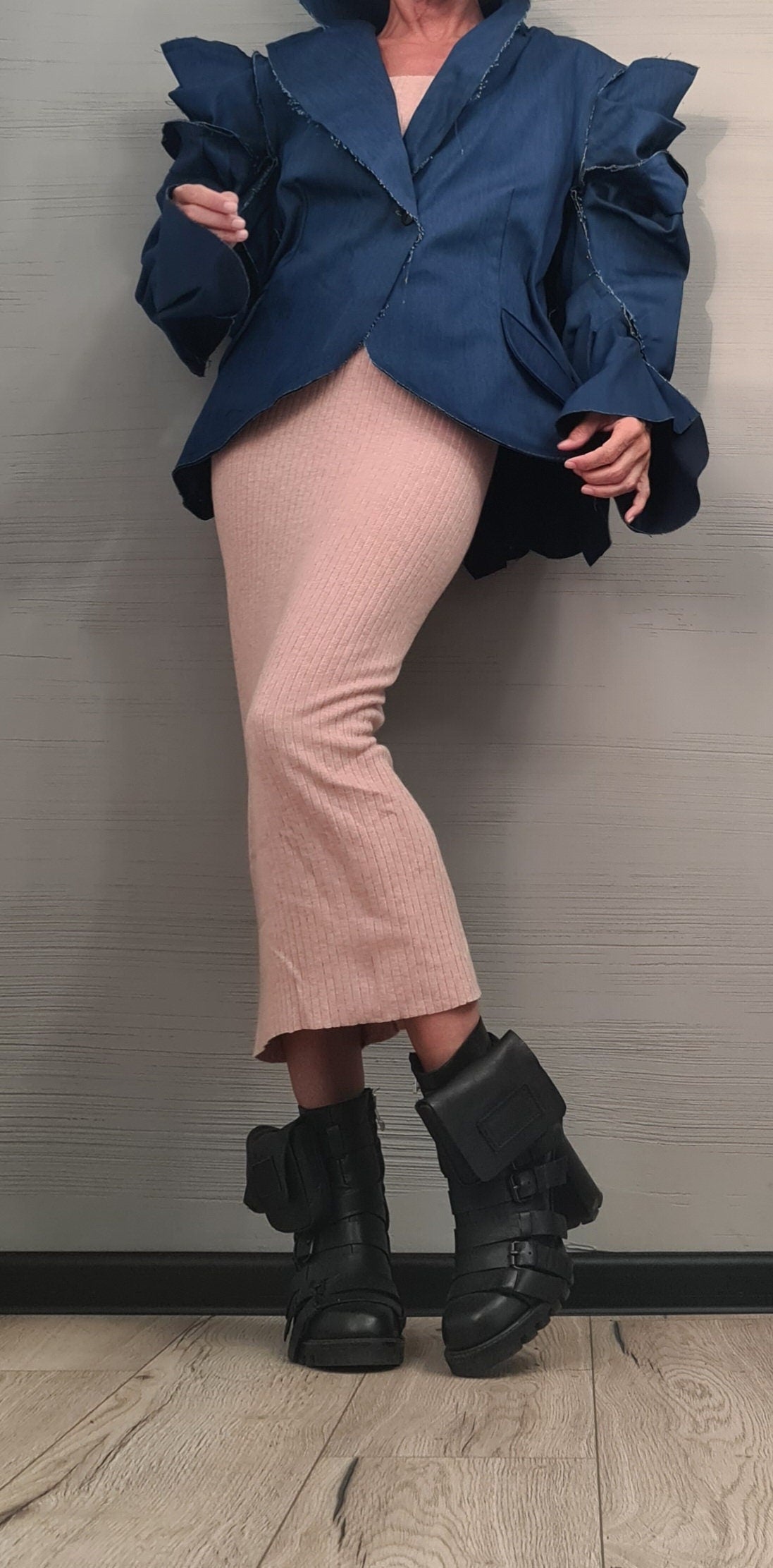 Avant Garde Blazer, Denim Jacket, Suit Jacket, Deconstructed Blazer, Futuristic Clothing, Fitted Jacket, Steampunk Jacket, Women Blazer