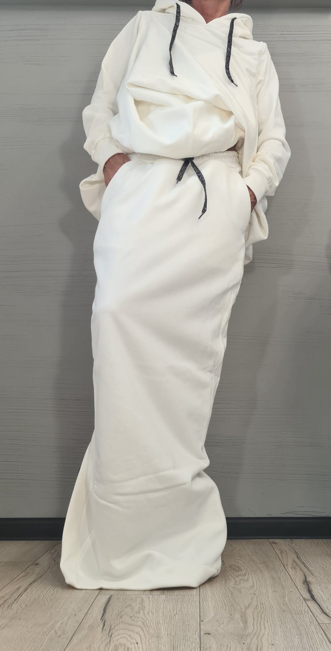 Loose Sweatshirt Hooded, Pencil Skirt, Set, Gothic Women Costume, Women Skirt Suit, Plus Size Clothing, Women Casual Outfit, Two Piece set