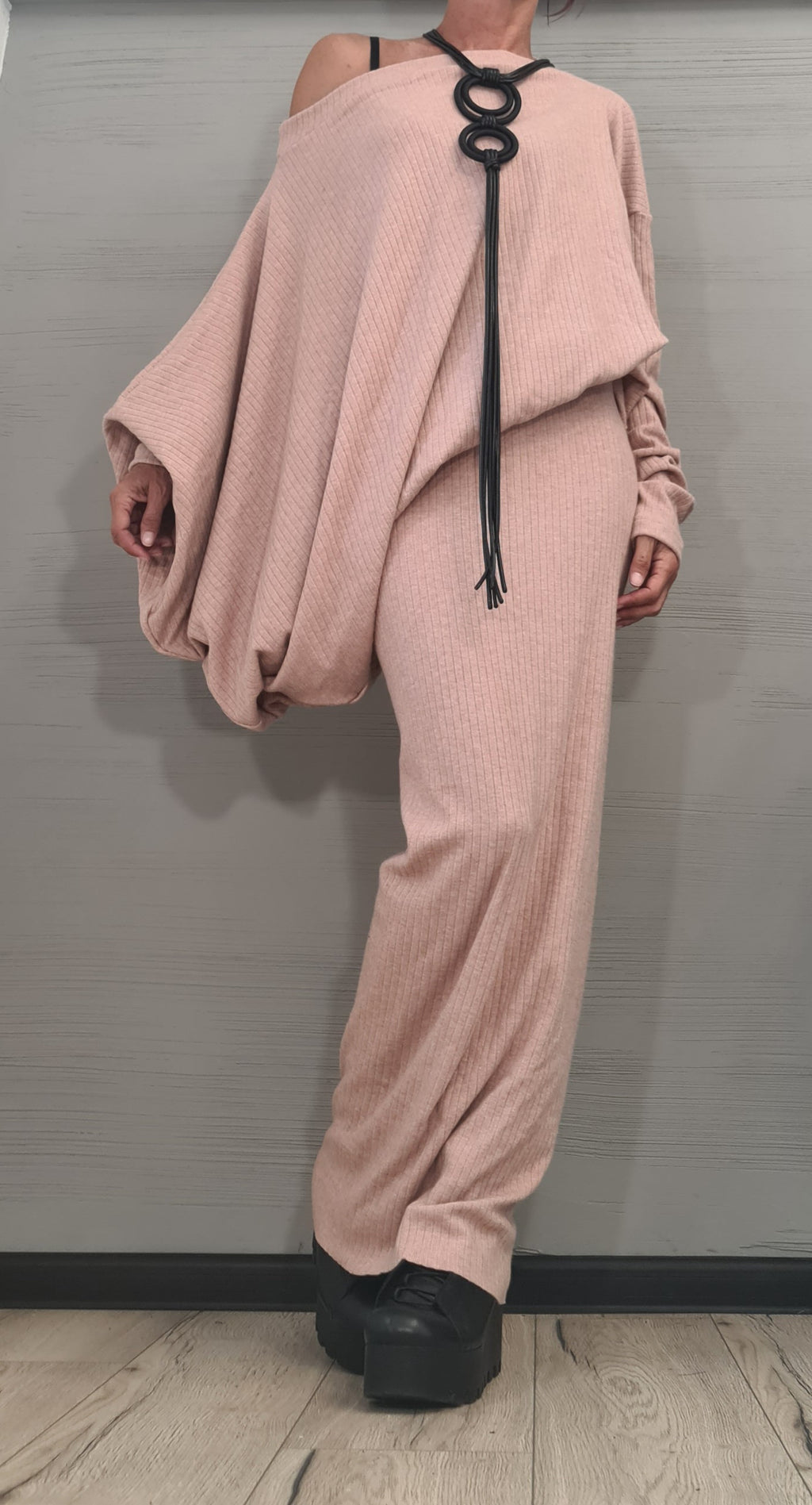 Blouse Asymmetric Sleeves with a Sencil Skirt, Knitting Set, Gothic Women Costume, Women Skirt Suit, Plus Size Clothing, Women Autumn Outfit