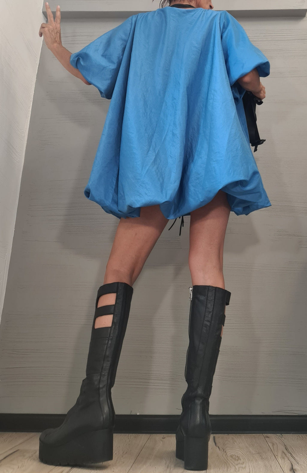 Short sexy dress, Extravagant Blue Taffeta Tunic Dress, Plus Size Clothing Loose Dress, Party Dress New collection Balloon dress