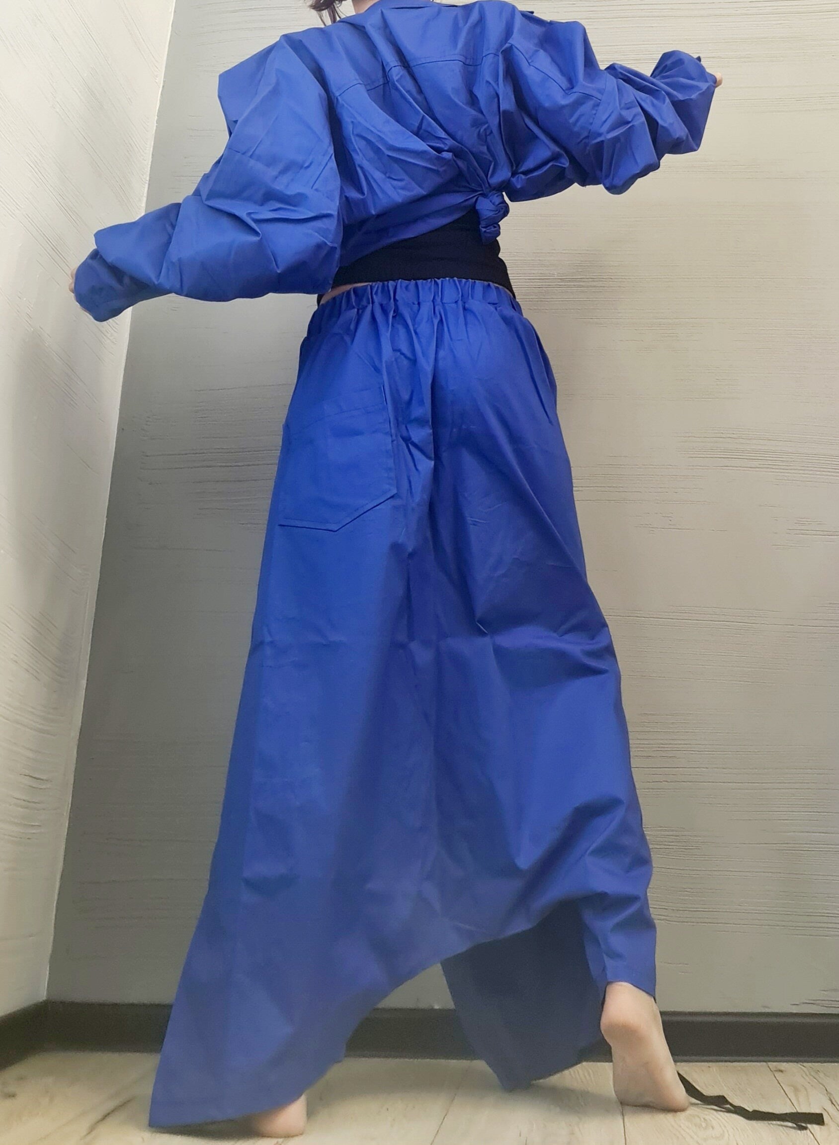 Extravagant Set, Asymmetrical Trousers Skirt, Loose Pants, Extravagant Harem Pants, Avant-garde, Deconstructed