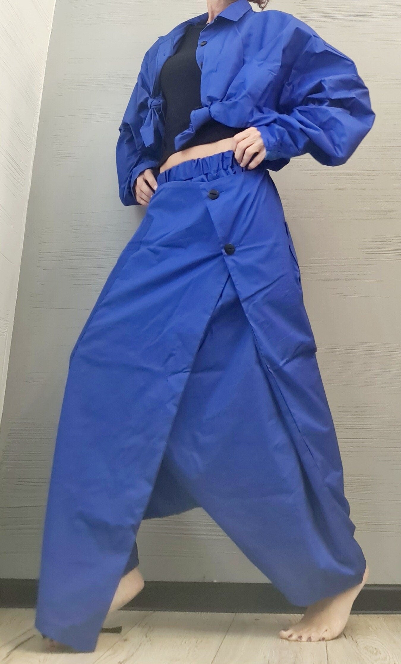 Extravagant Set, Asymmetrical Trousers Skirt, Loose Pants, Extravagant Harem Pants, Avant-garde, Deconstructed