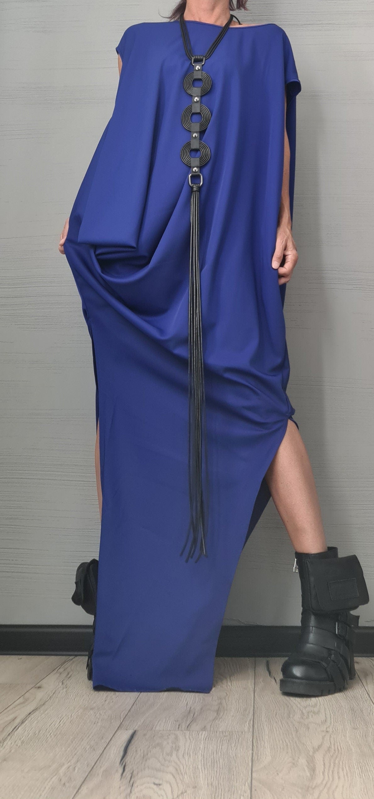 Royal Blue  Extravagant Dress, Maxi Dress, Plus Size Clothing, Oversize Dress, Avant Garde Dress, One Shoulder Dress, Drape Dress, Loose