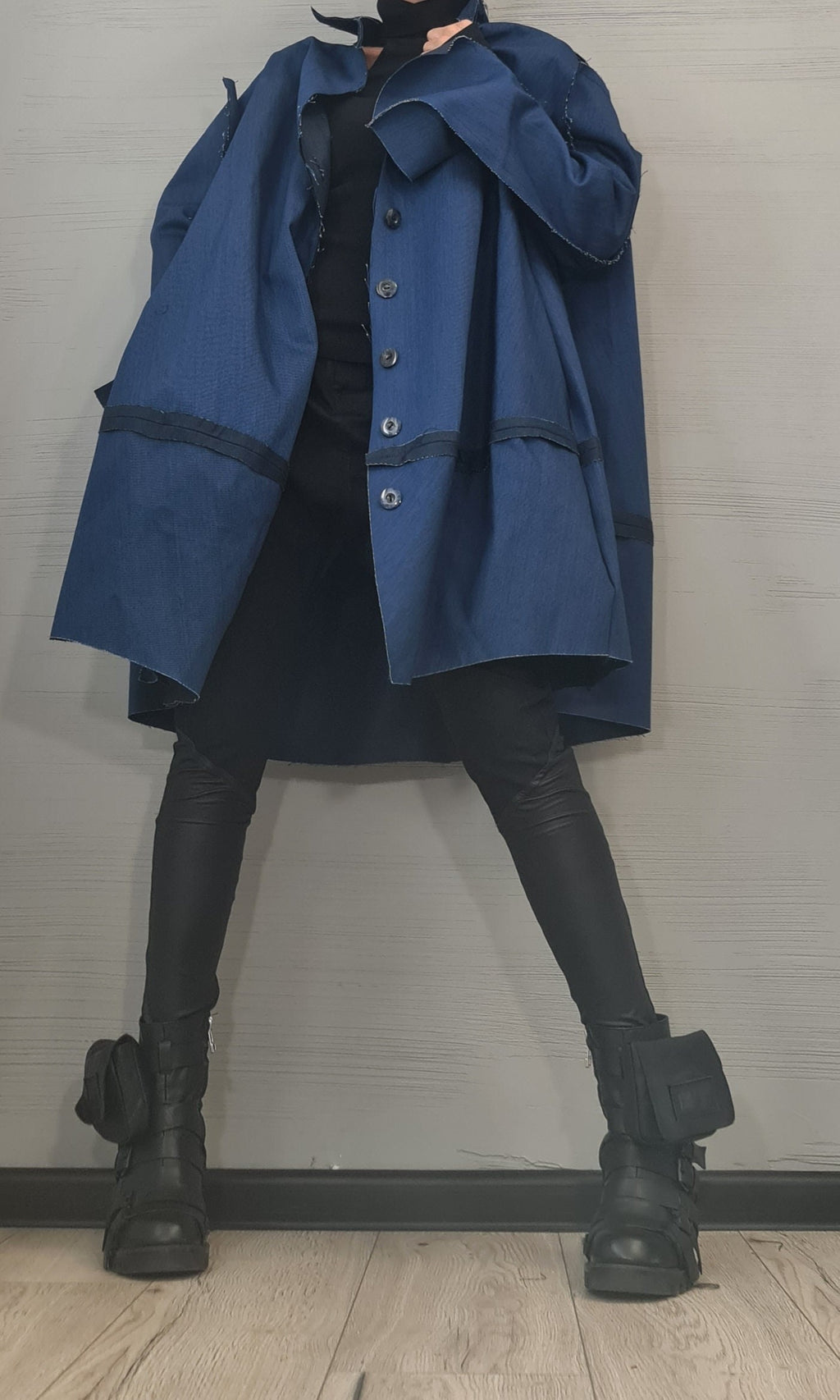 Extravagant Trench coat, Denim Trench coat, Plus Size Clothing, Oversize Trench coat Statement Outerwear