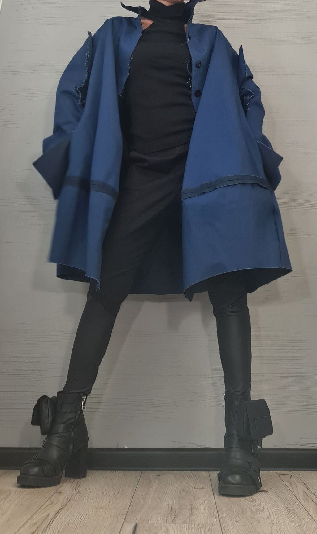 Extravagant Trench coat, Denim Trench coat, Plus Size Clothing, Oversize Trench coat Statement Outerwear