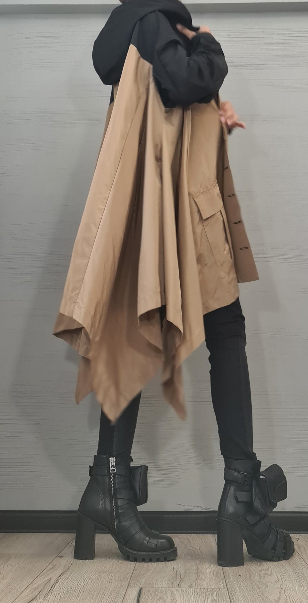 Extravagant Trenchcoat, Asymmetrical Jacket, Jacket Outer Pockets, Deconstructed  Clothing, Hooded Trenchcoat, New collection