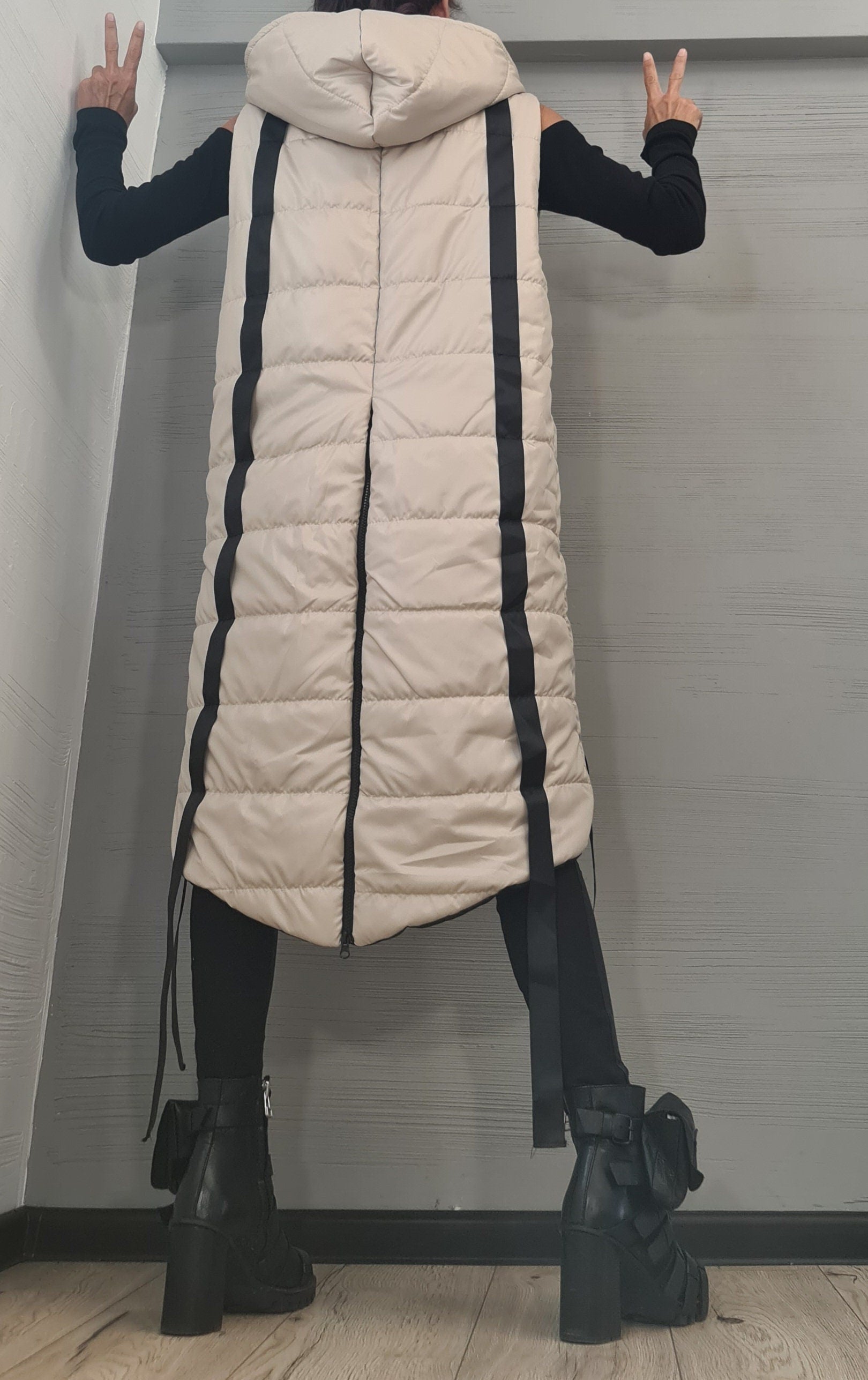 Winter Sleeveless jacket, Women Jacket Vest, Plus Size Clothing, Oversize Jacket, Extravagant Hooded Jacket, Avant Garde Clothing